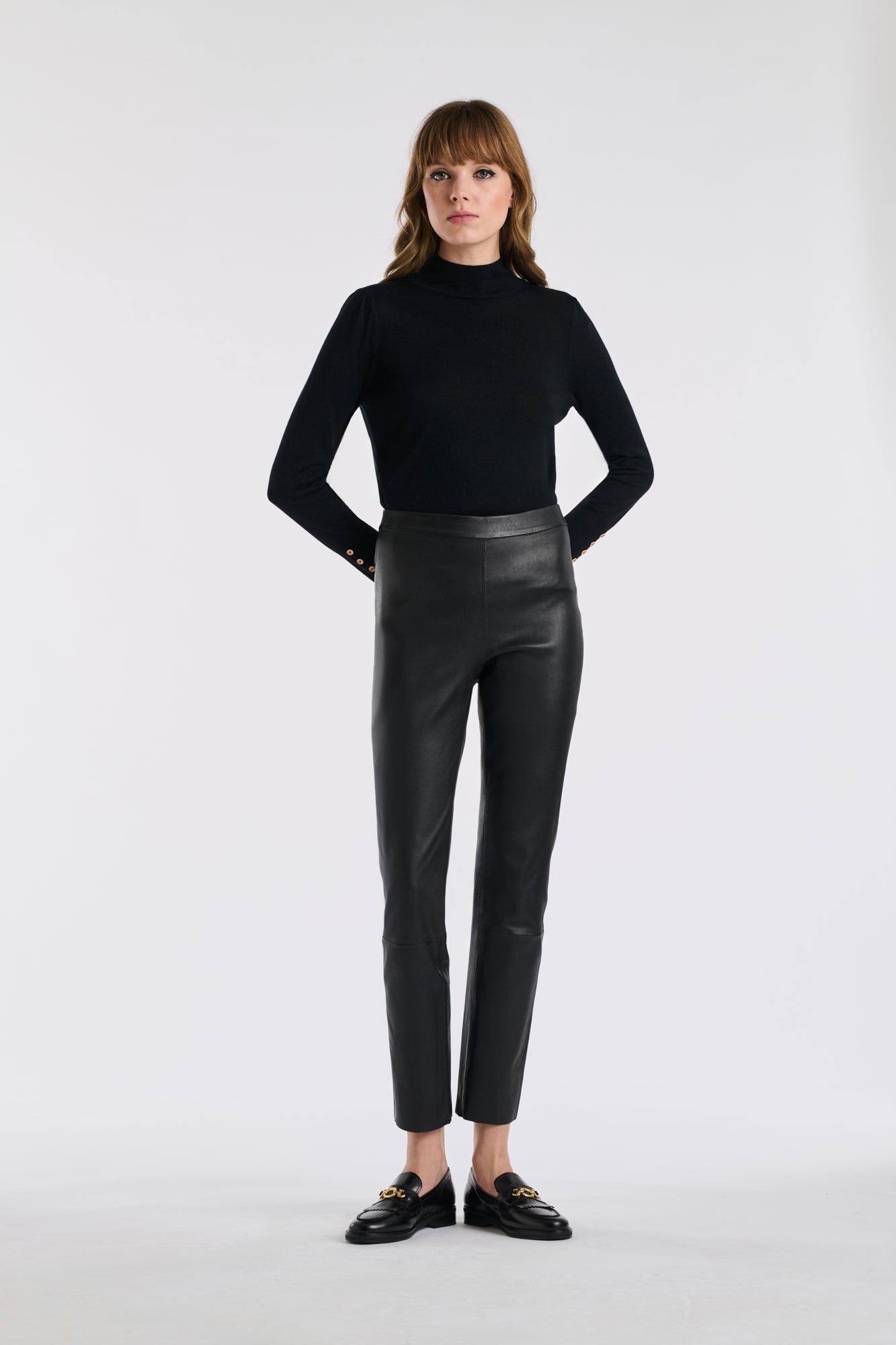 Legging en cuir nappa noir