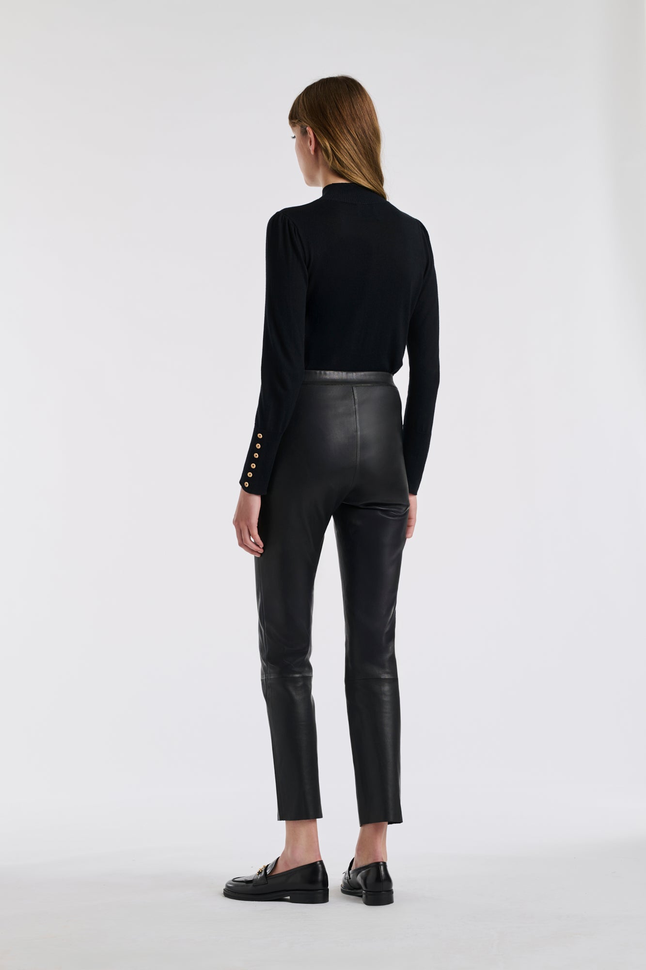 Legging en cuir nappa noir