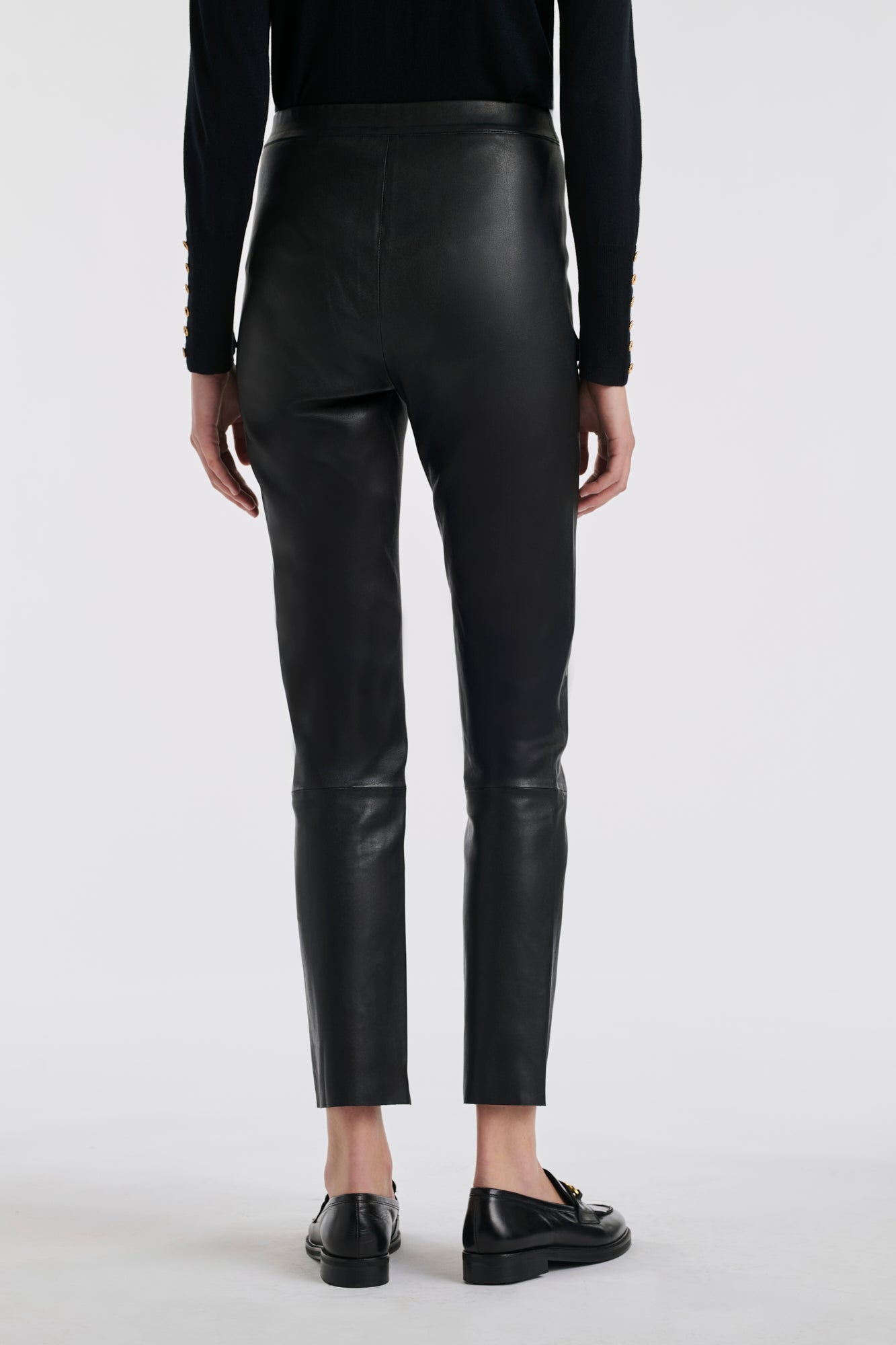 Legging en cuir nappa noir