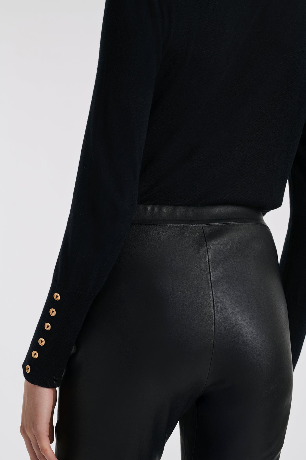 Legging en cuir nappa noir