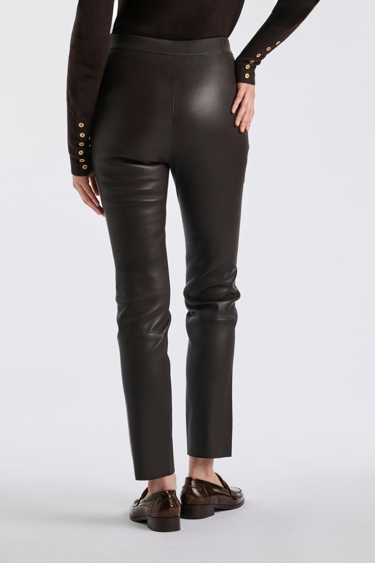 Legging en cuir nappa chocolat