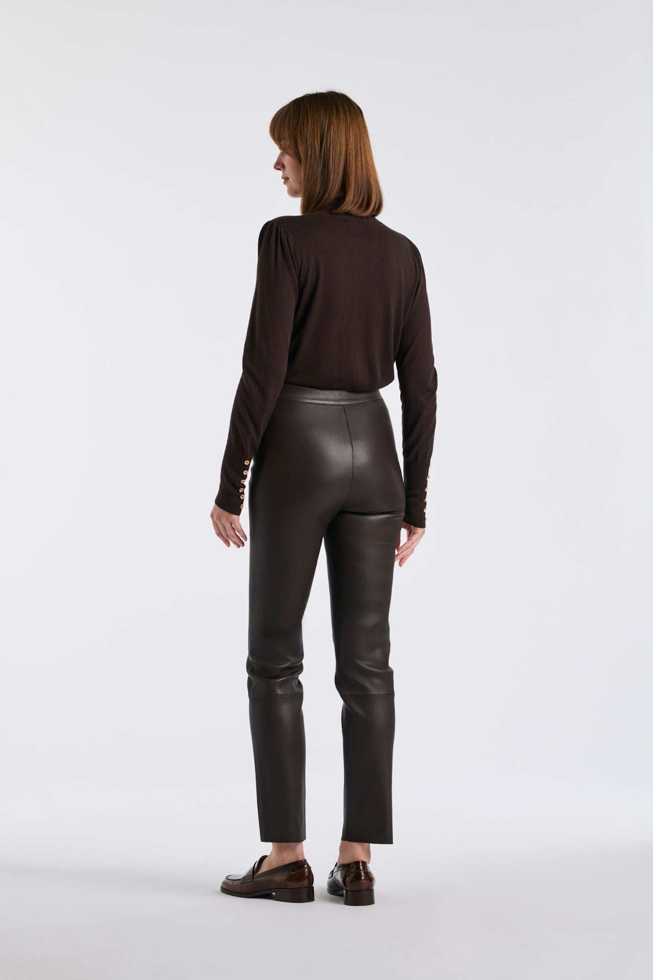 Legging en cuir nappa chocolat