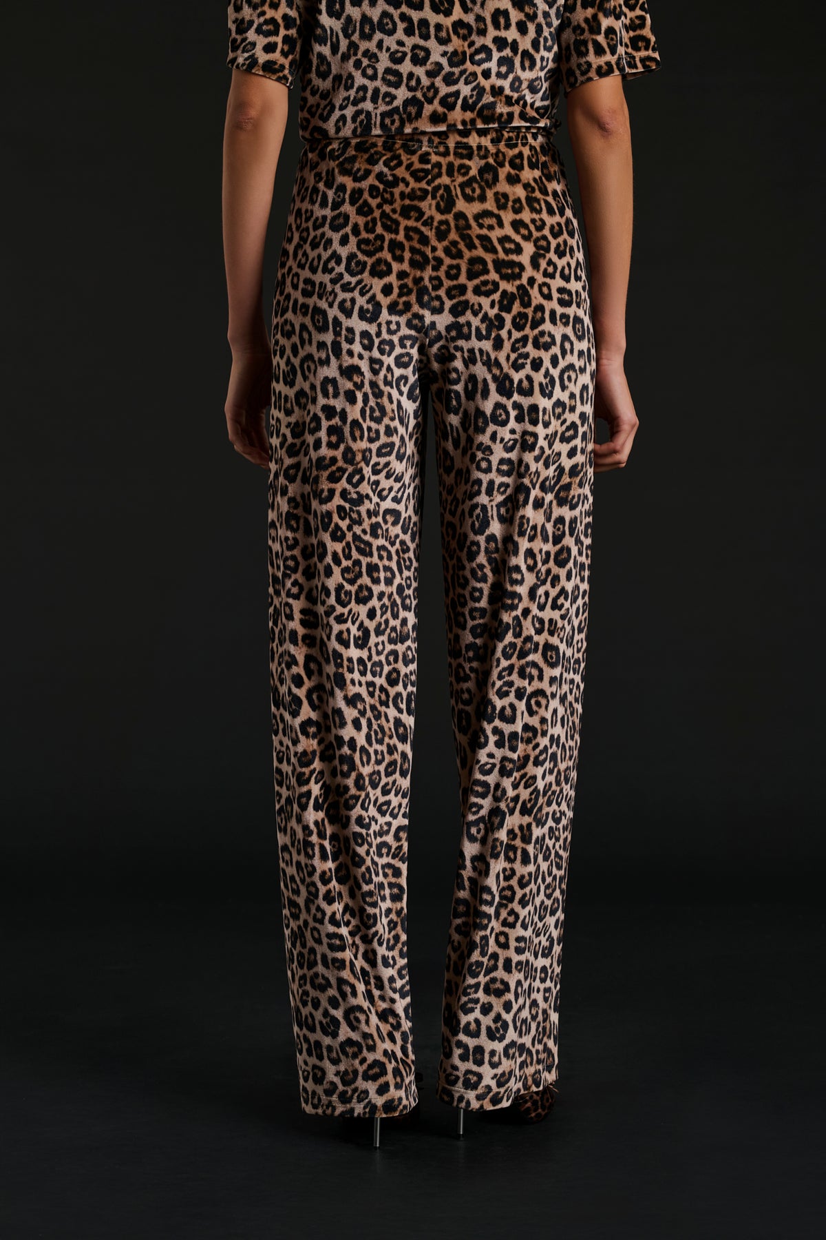 Pantalon en velours imprimé léopard