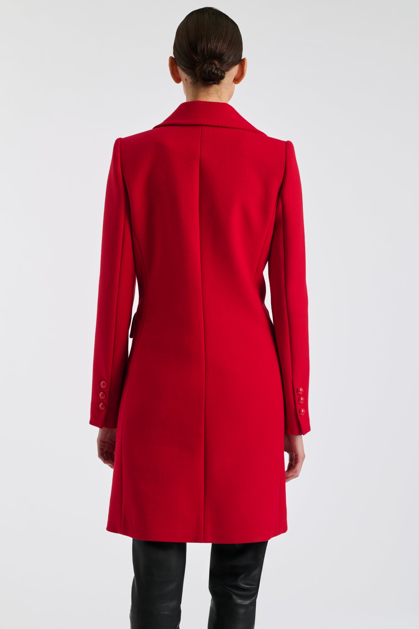 Pardessus en laine surpiqué rouge