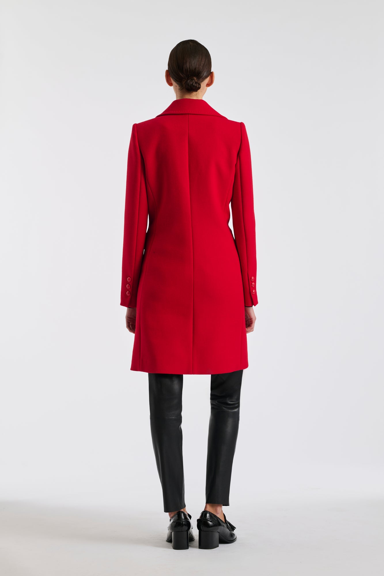 Pardessus en laine surpiqué rouge