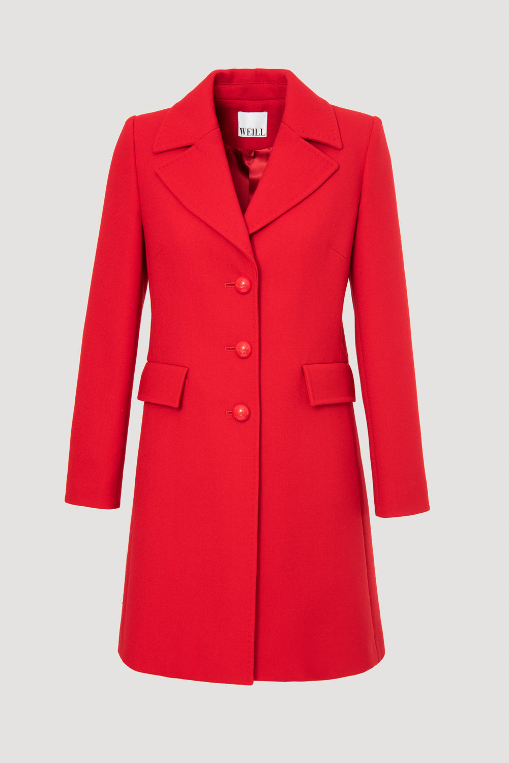 Pardessus en laine surpiqué rouge