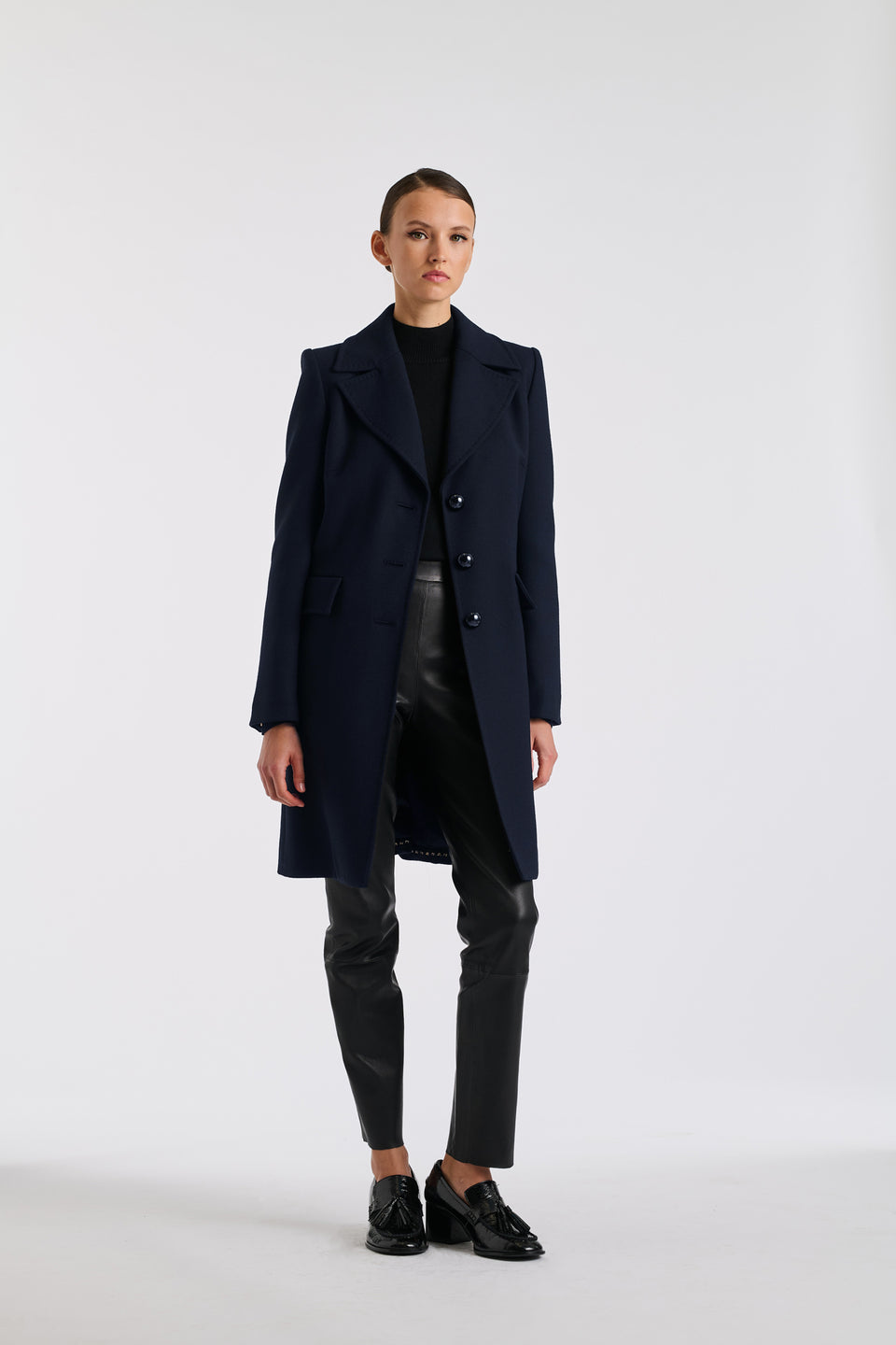 Pardessus en laine surpiqué noir