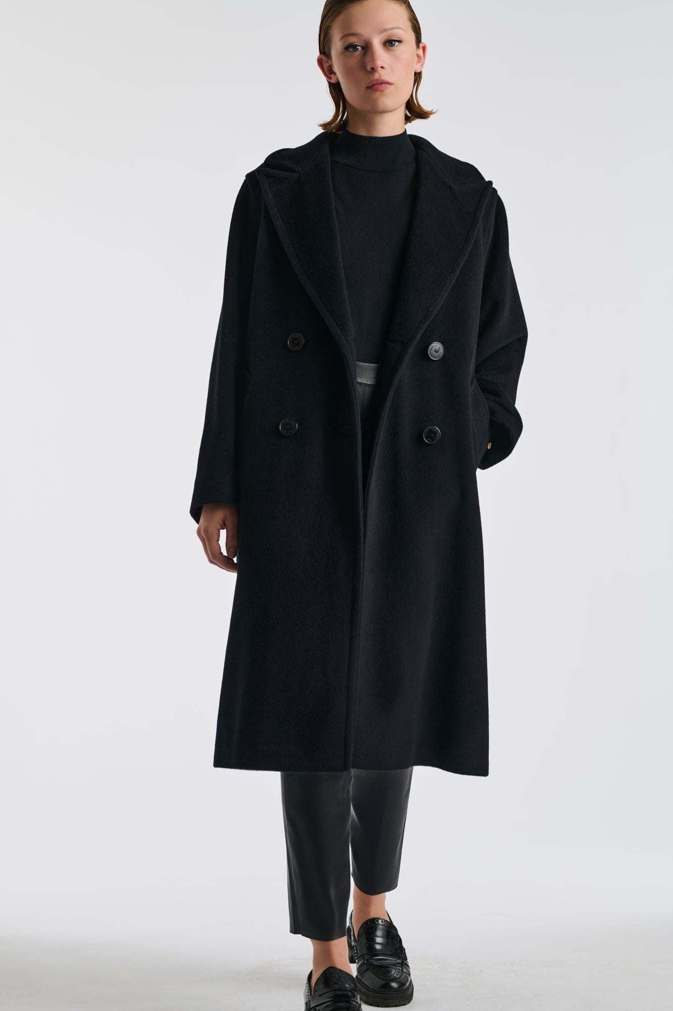 Double-breasted virgin wool coat