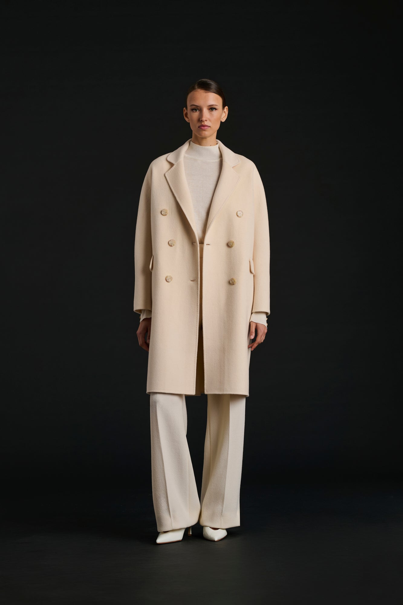 Manteau double face en laine et cachemire