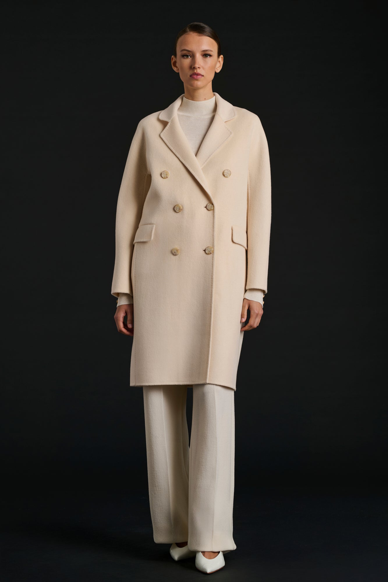 Manteau double face en laine et cachemire