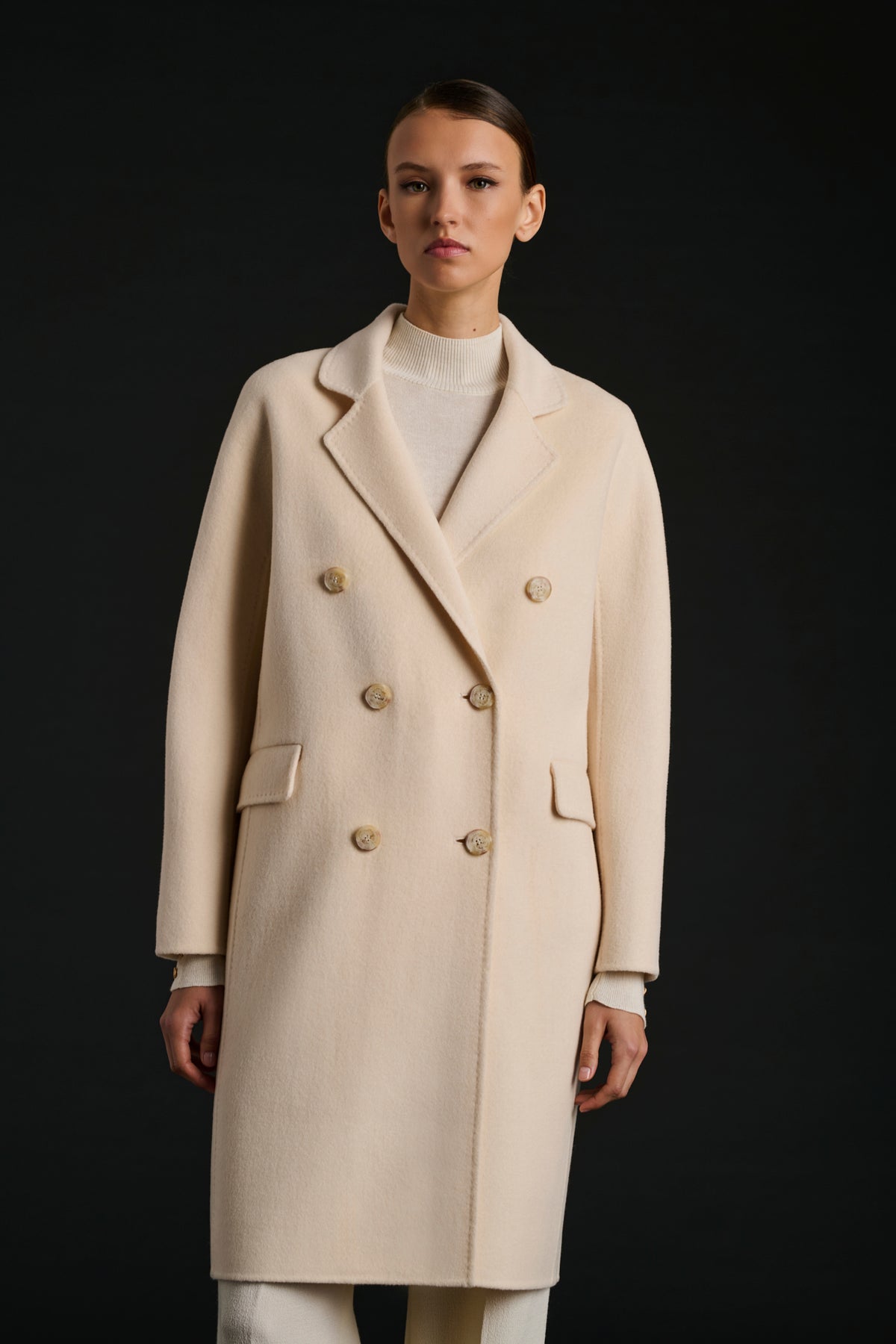 Manteau double face en laine et cachemire
