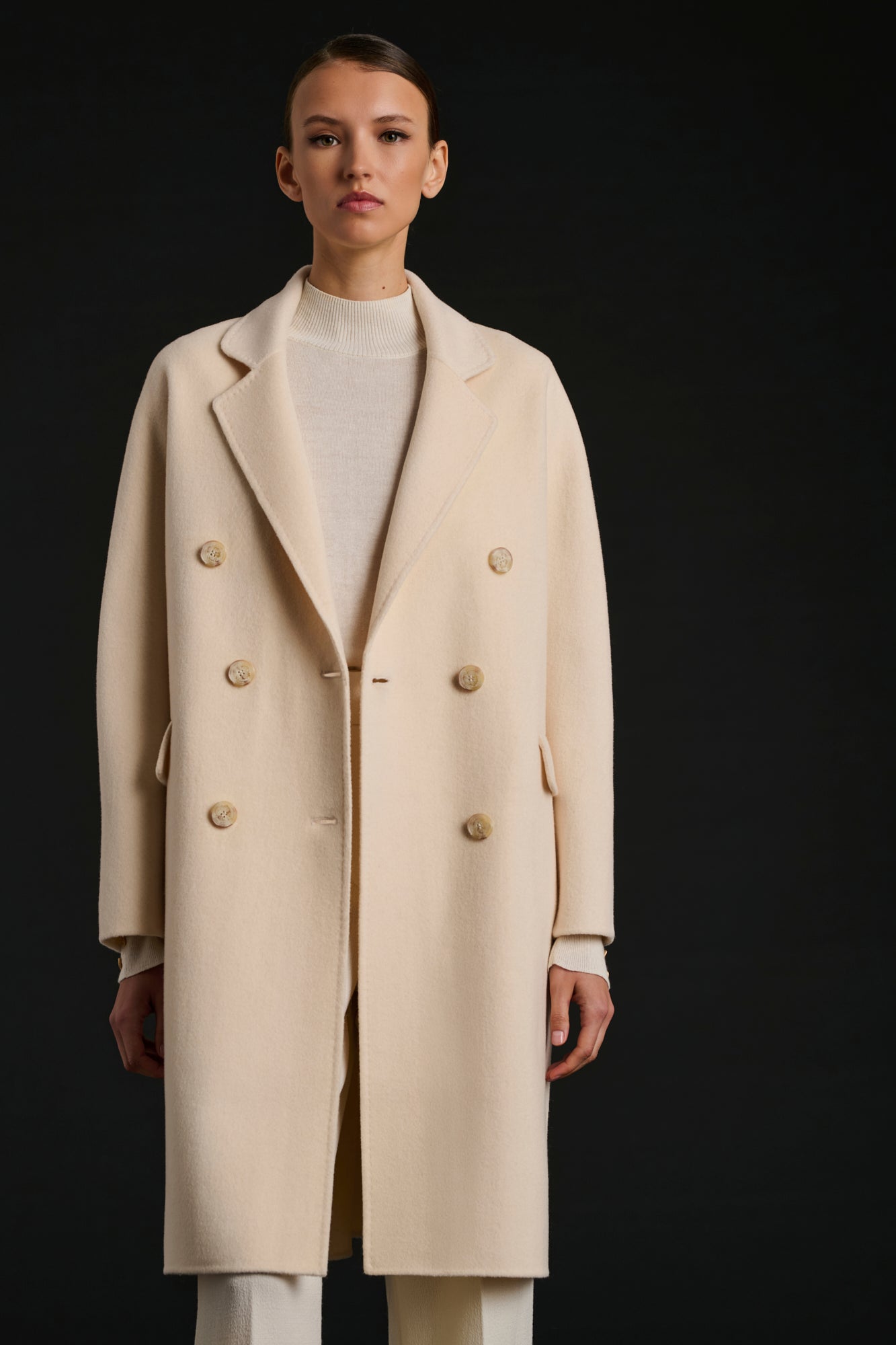 Manteau double face en laine et cachemire