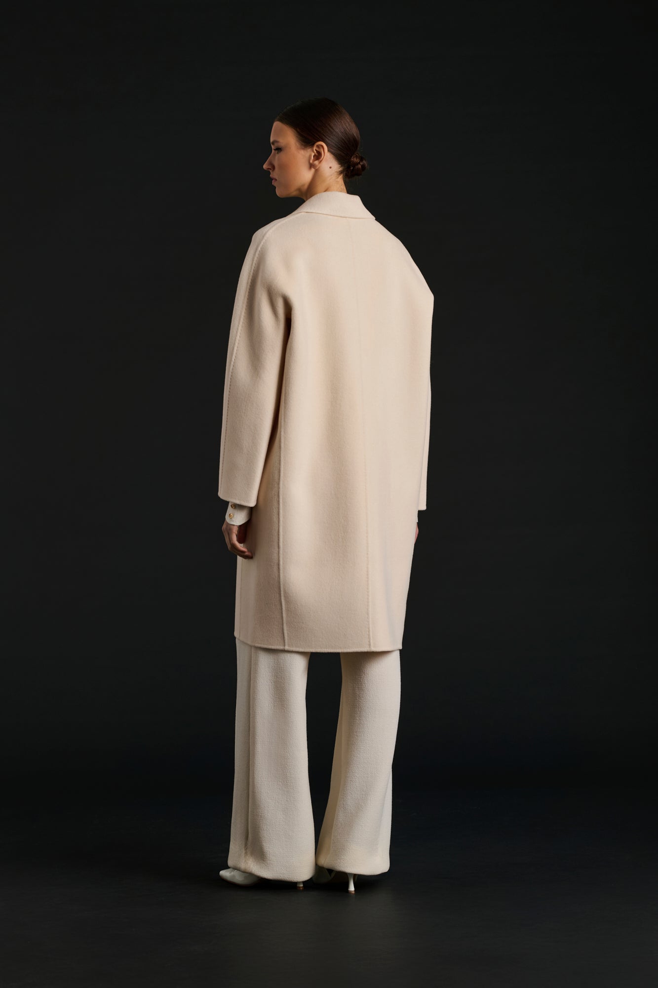 Manteau double face en laine et cachemire