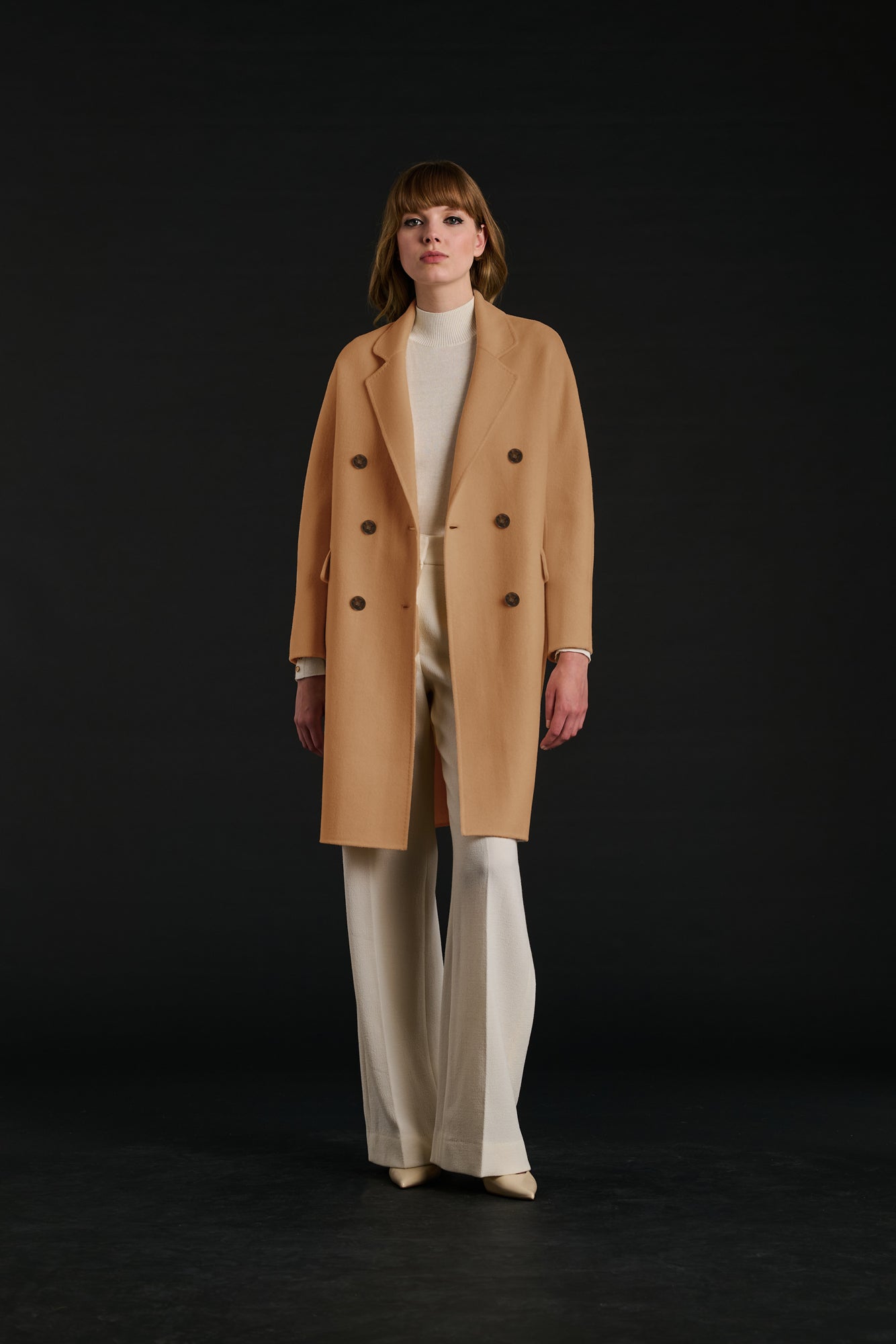 Manteau double face en laine et cachemire