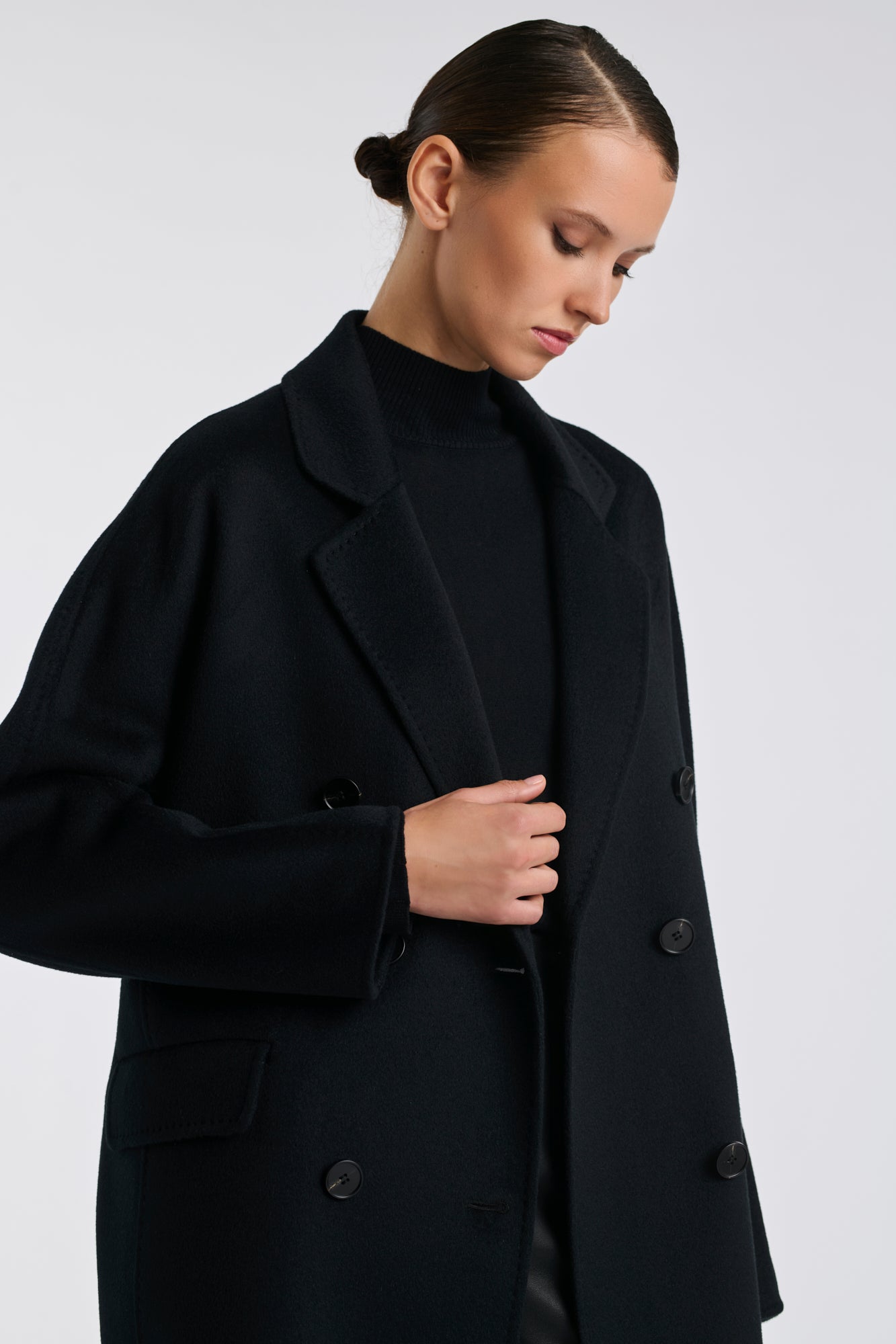 Manteau double face en laine et cachemire