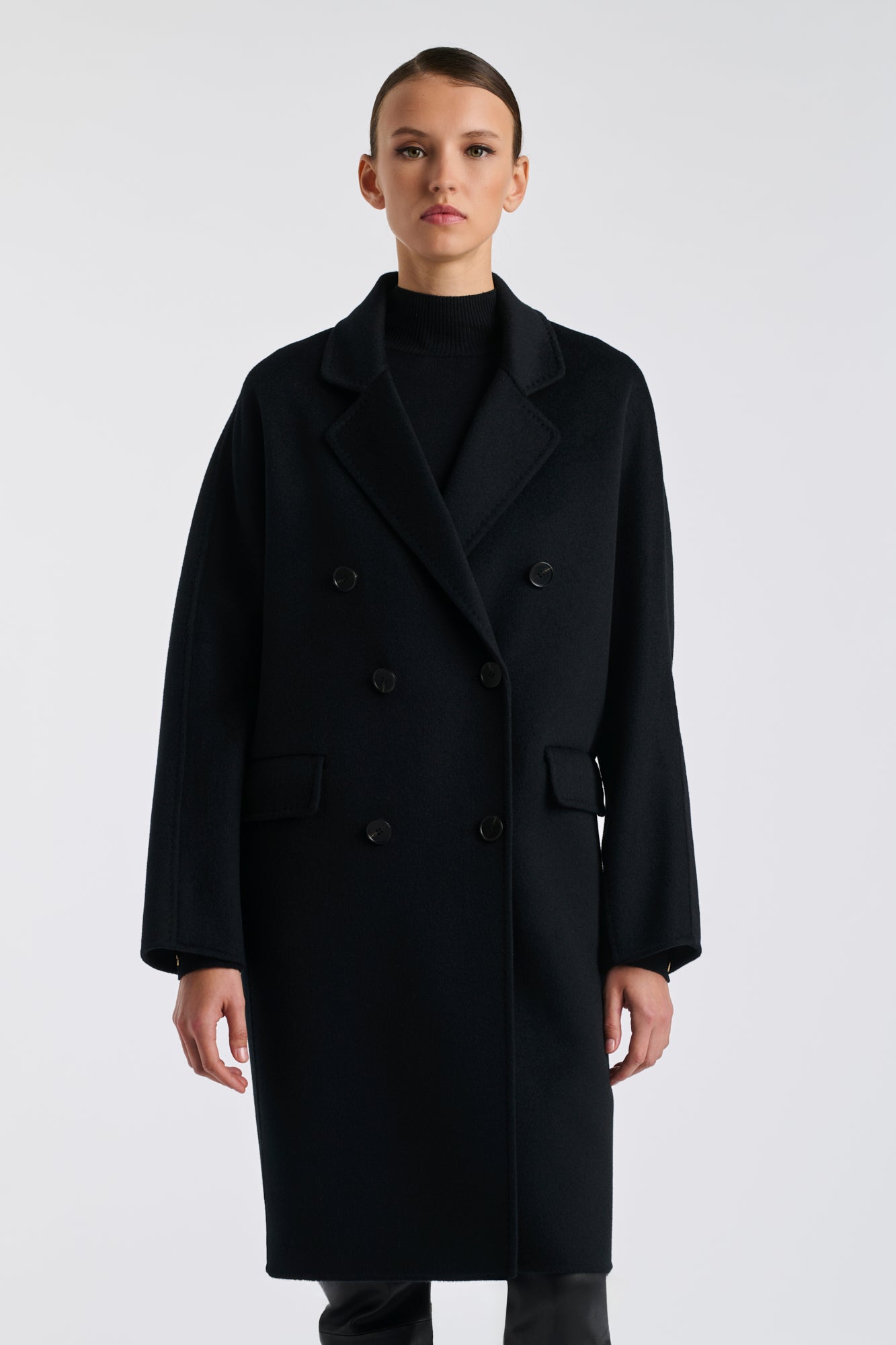 Manteau double face en laine et cachemire