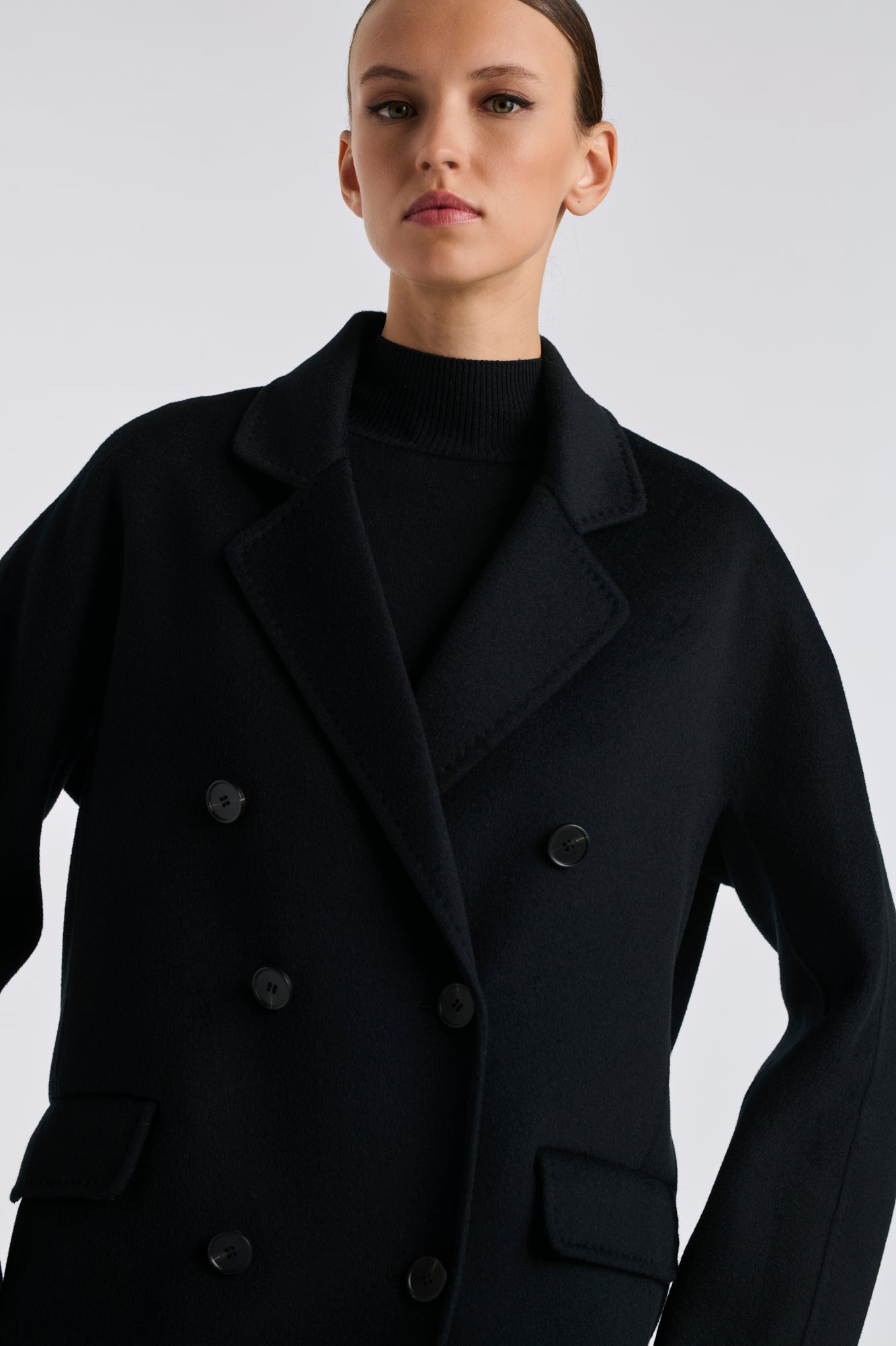 Manteau double face en laine et cachemire