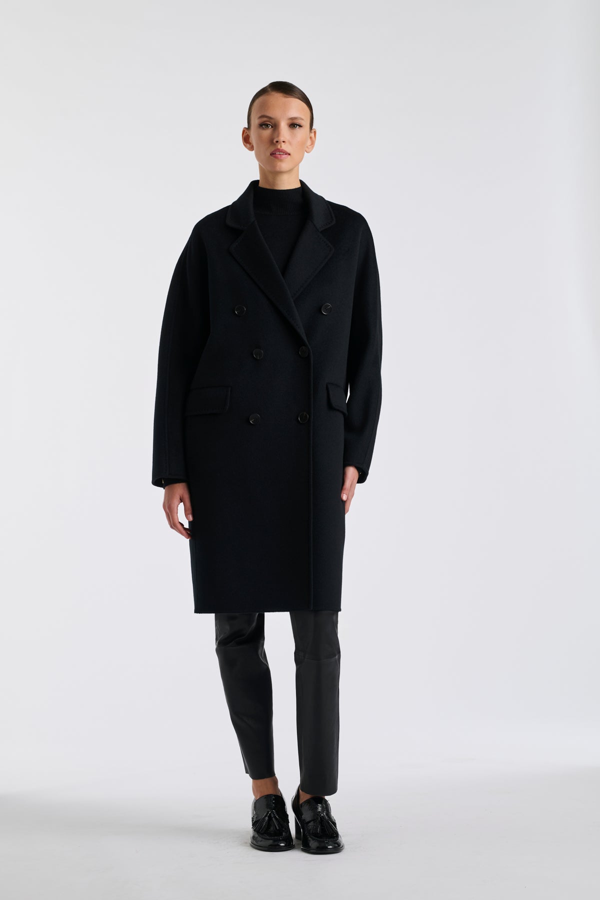 Manteau double face en laine et chamire