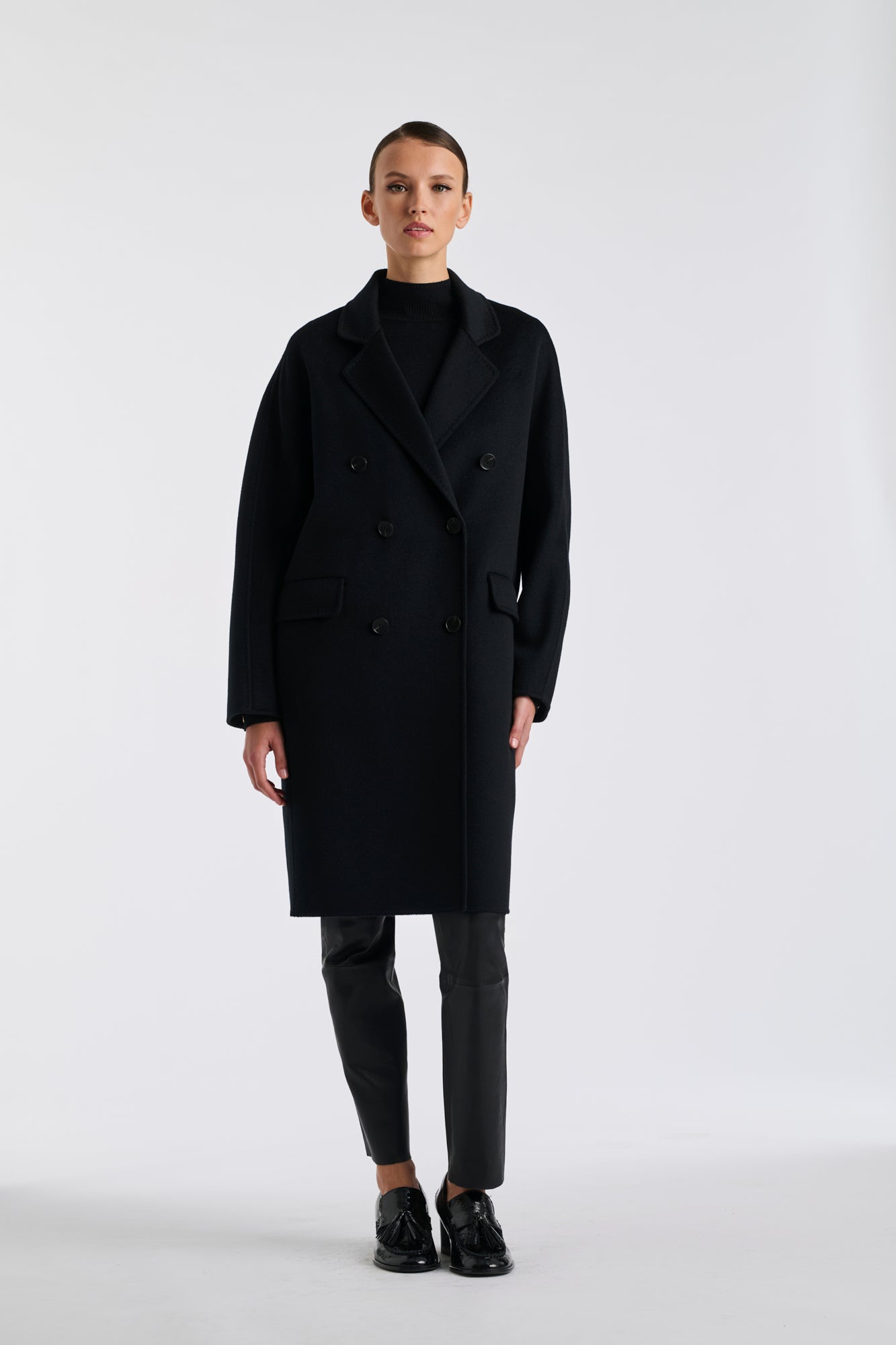 Manteau double face en laine et cachemire