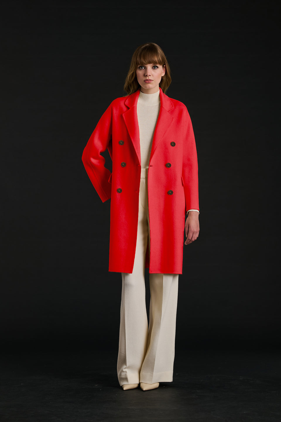 Manteau double face en laine et cachemire