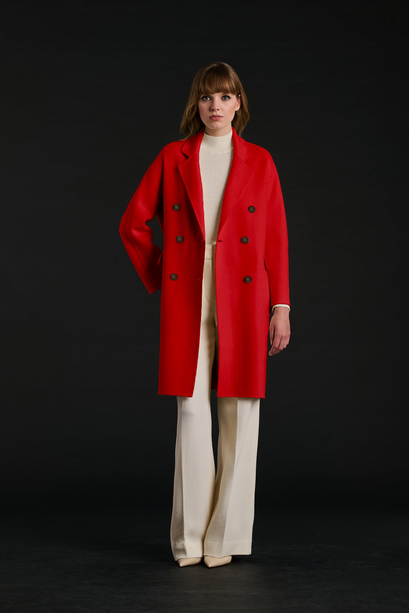 Manteau double face en laine et cachemire