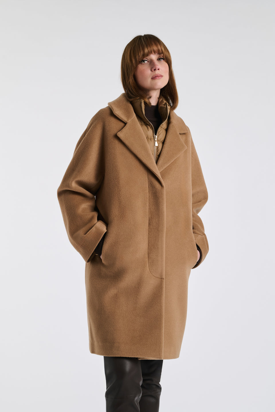 Manteau en laine virge et doudoune ultra light