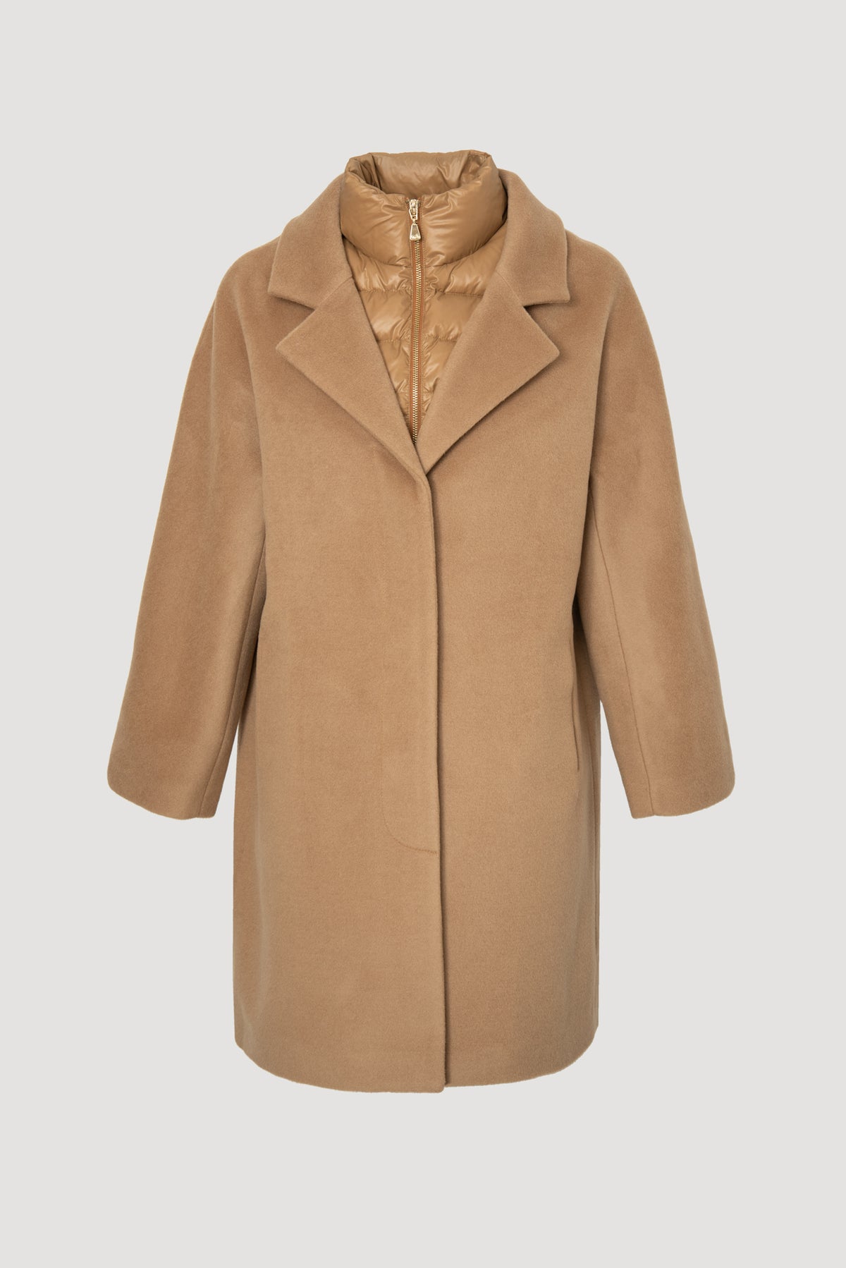 Manteau en laine virge et doudoune ultra light