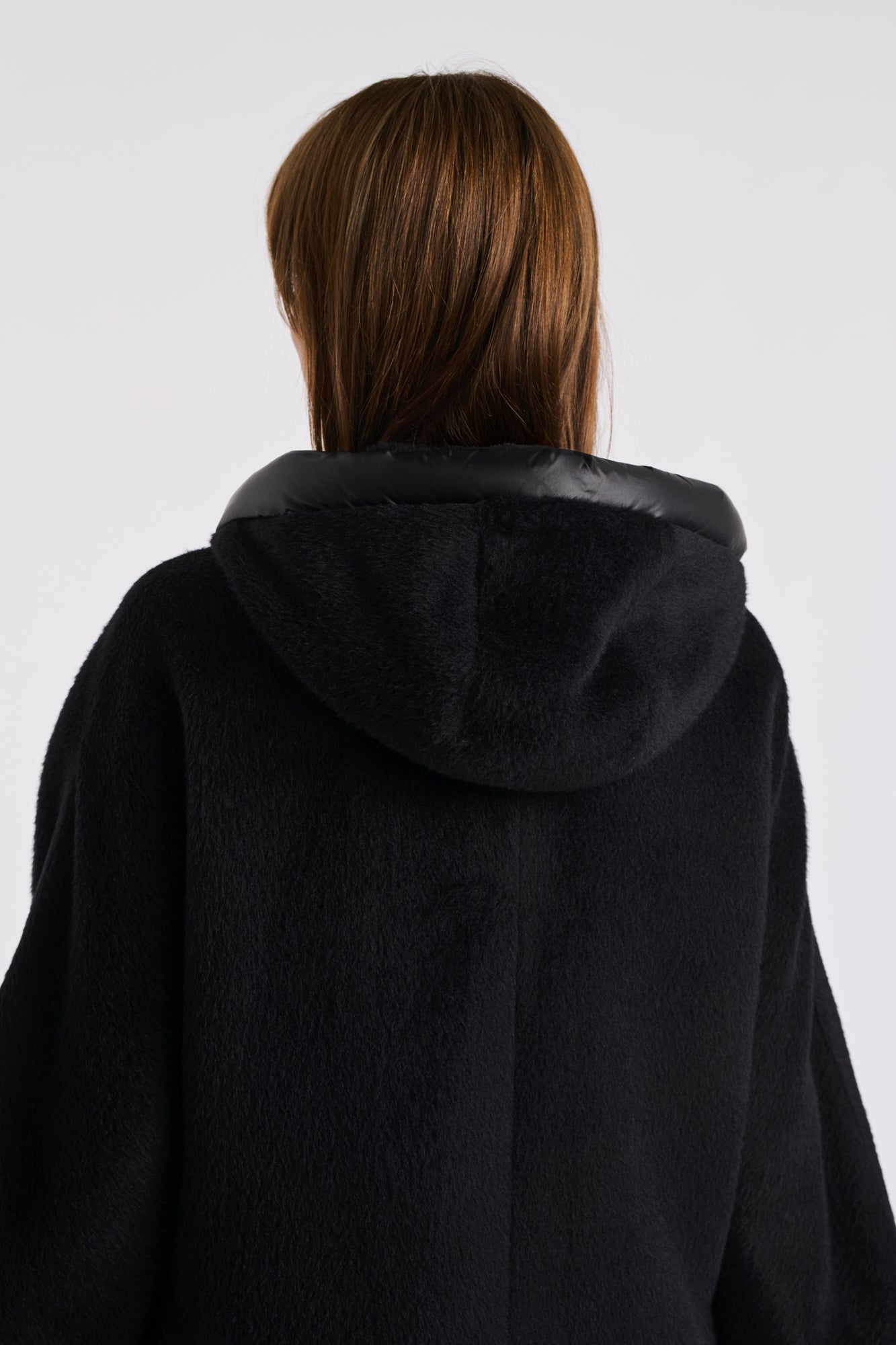 Quilted virgin wool hooded coat