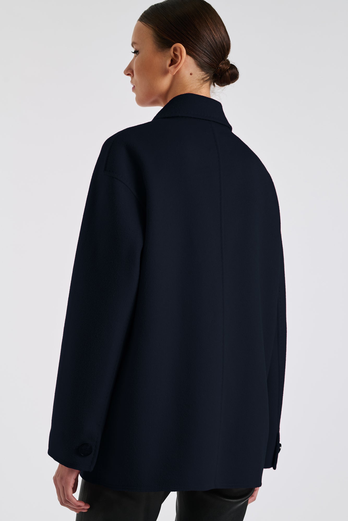 Reversible wool and cashmere coat