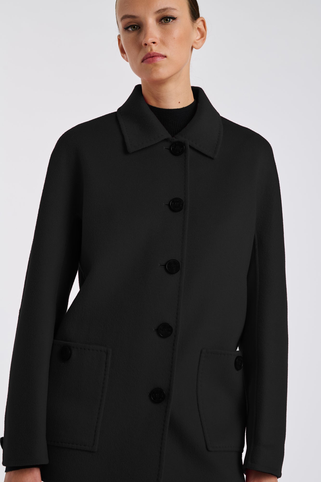 Reversible wool and cashmere coat