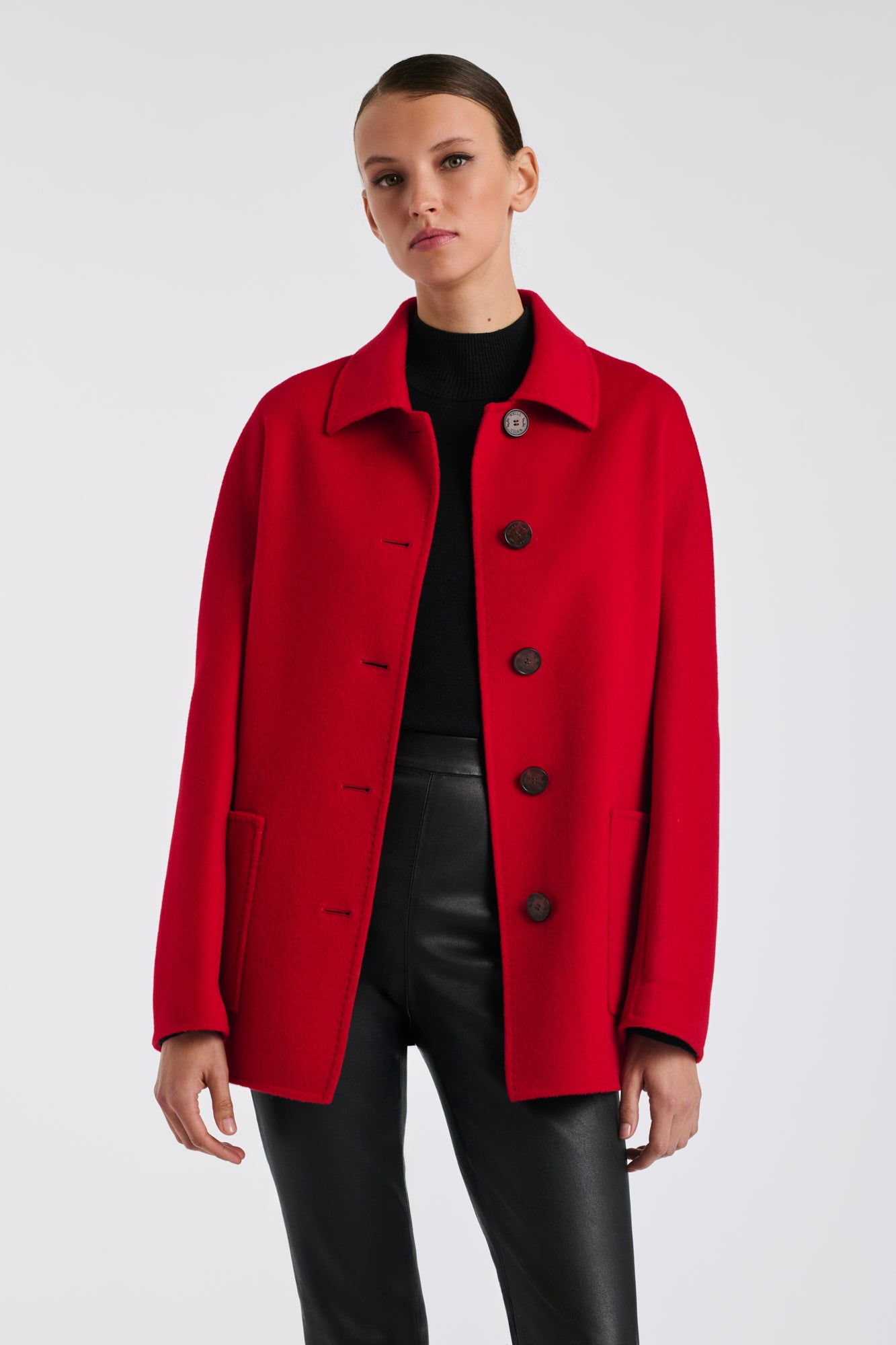 Paletôt double face en laine et cachemire