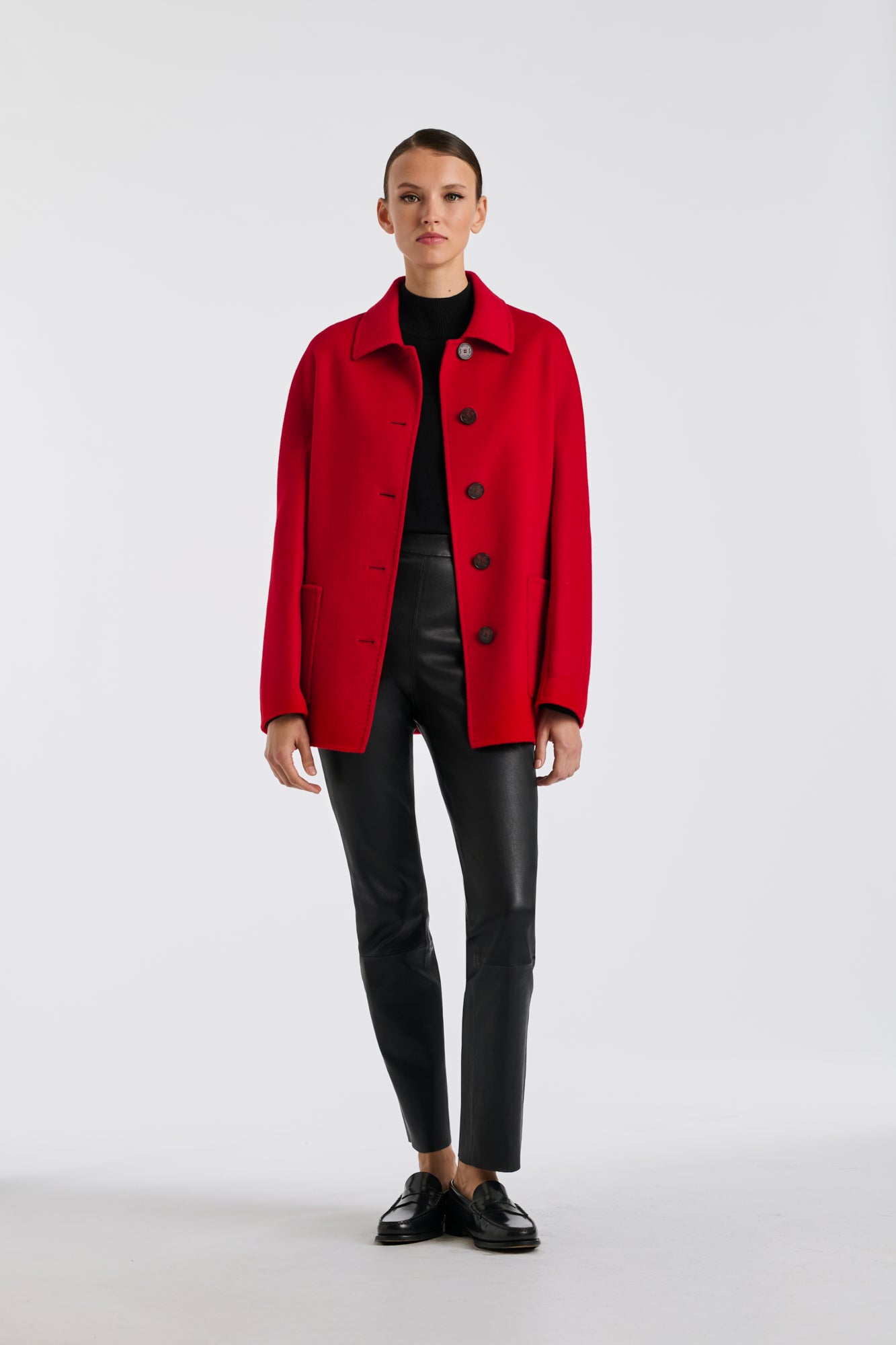 Paletôt double face en laine et cachemire