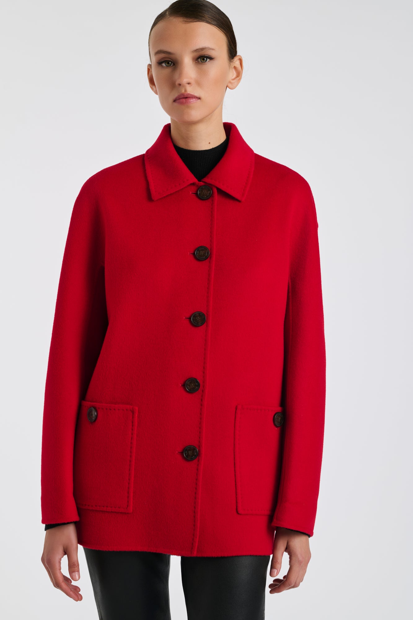 Paletôt double face en laine et cachemire