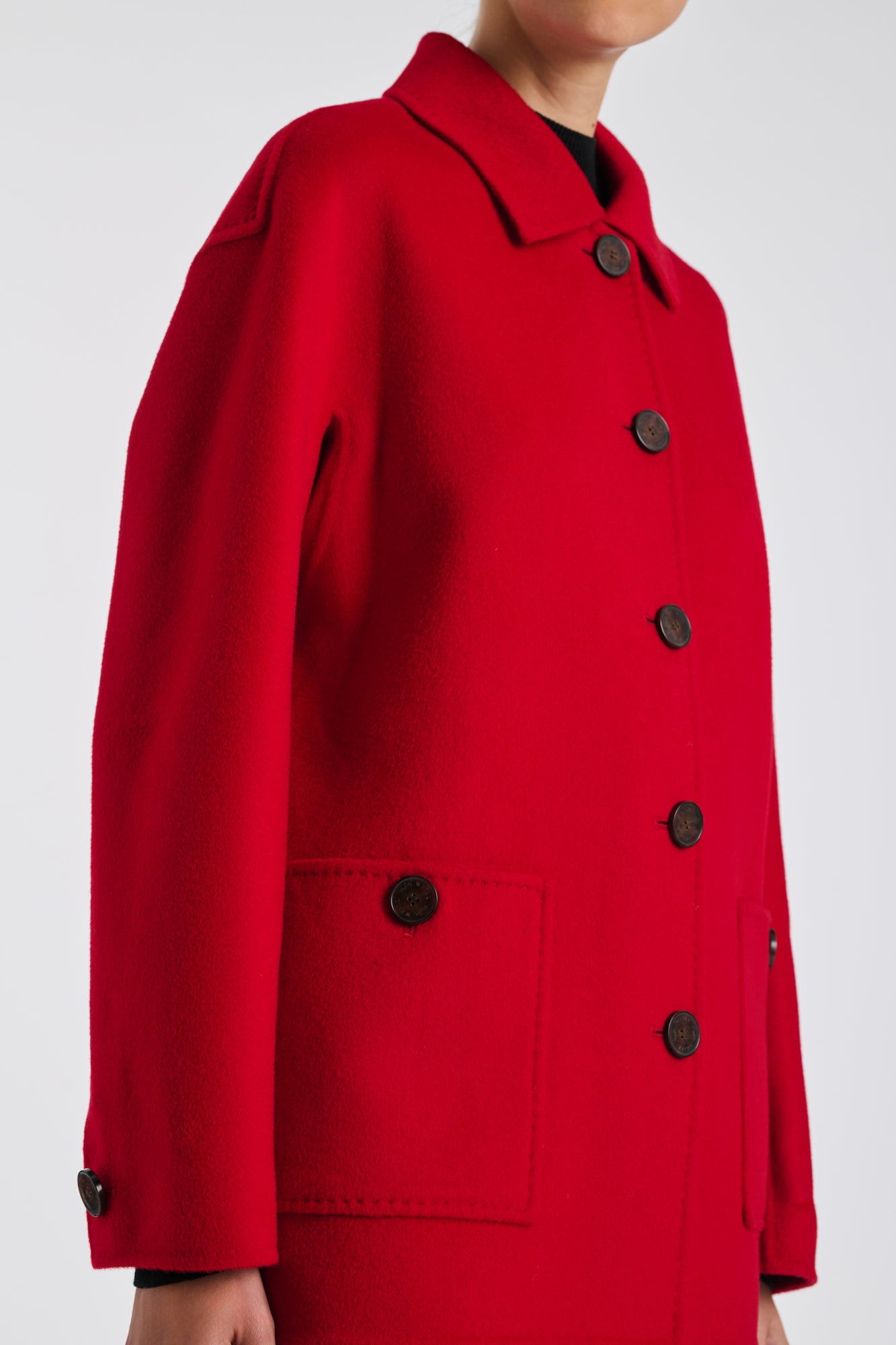 Paletôt double face en laine et cachemire