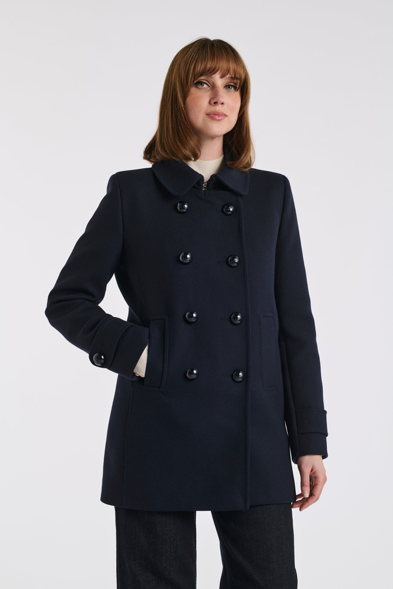 Virgin wool blend pea coat