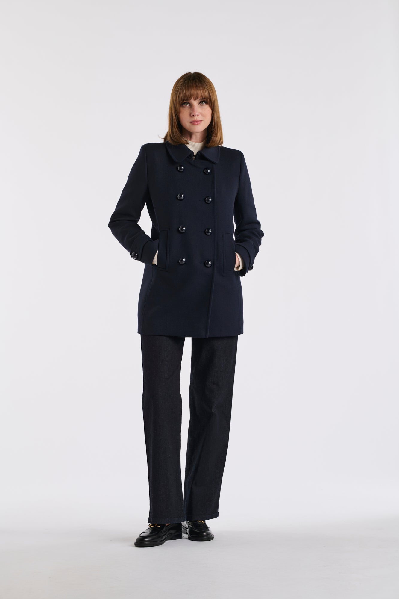 Virgin wool blend pea coat