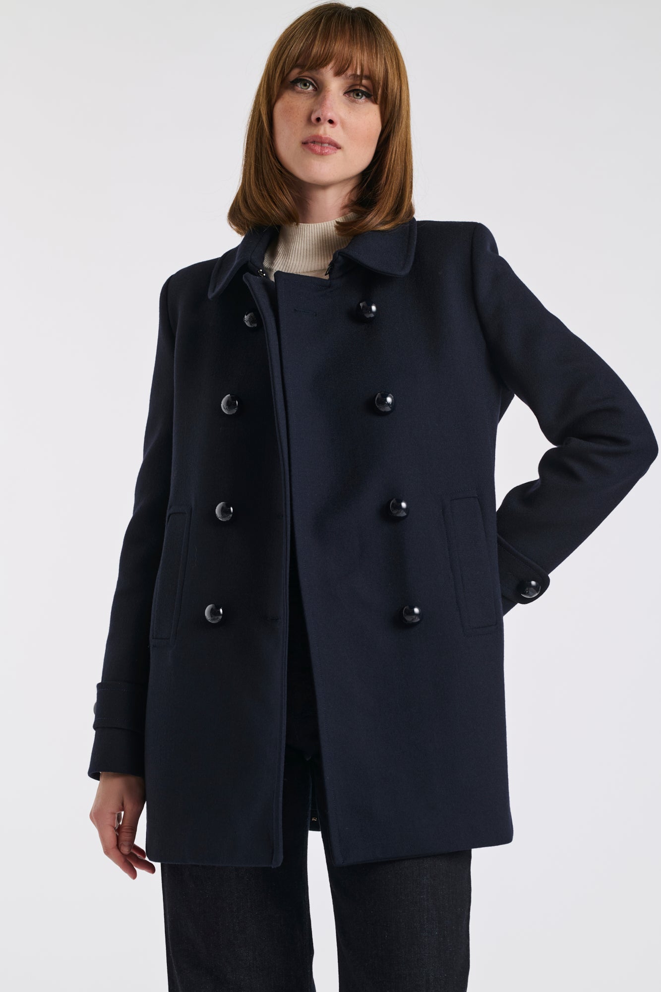 Virgin wool blend pea coat