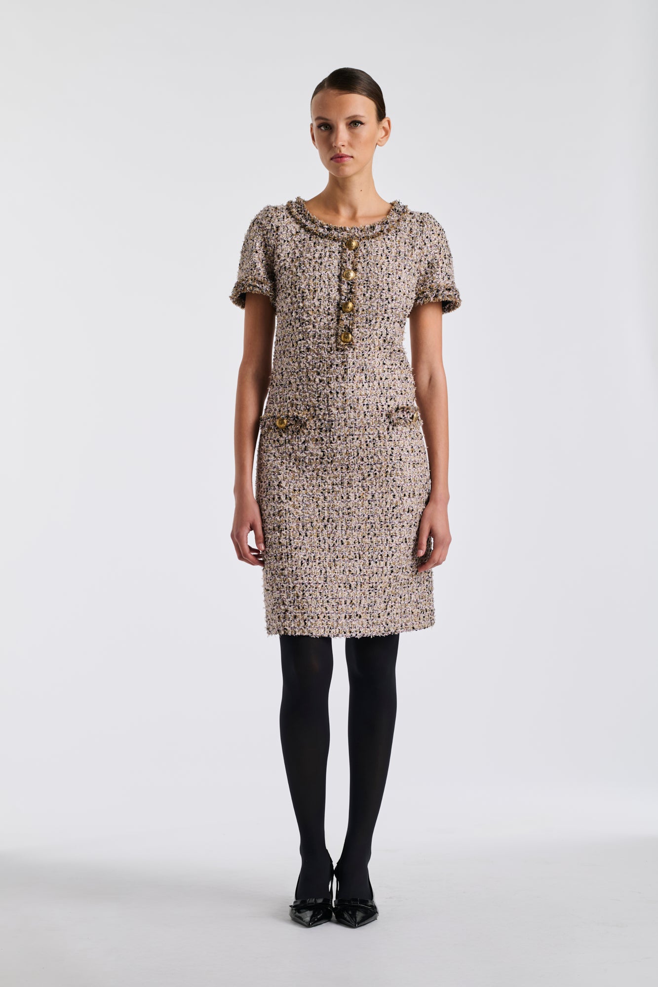 Robe en tweed frangé irisé