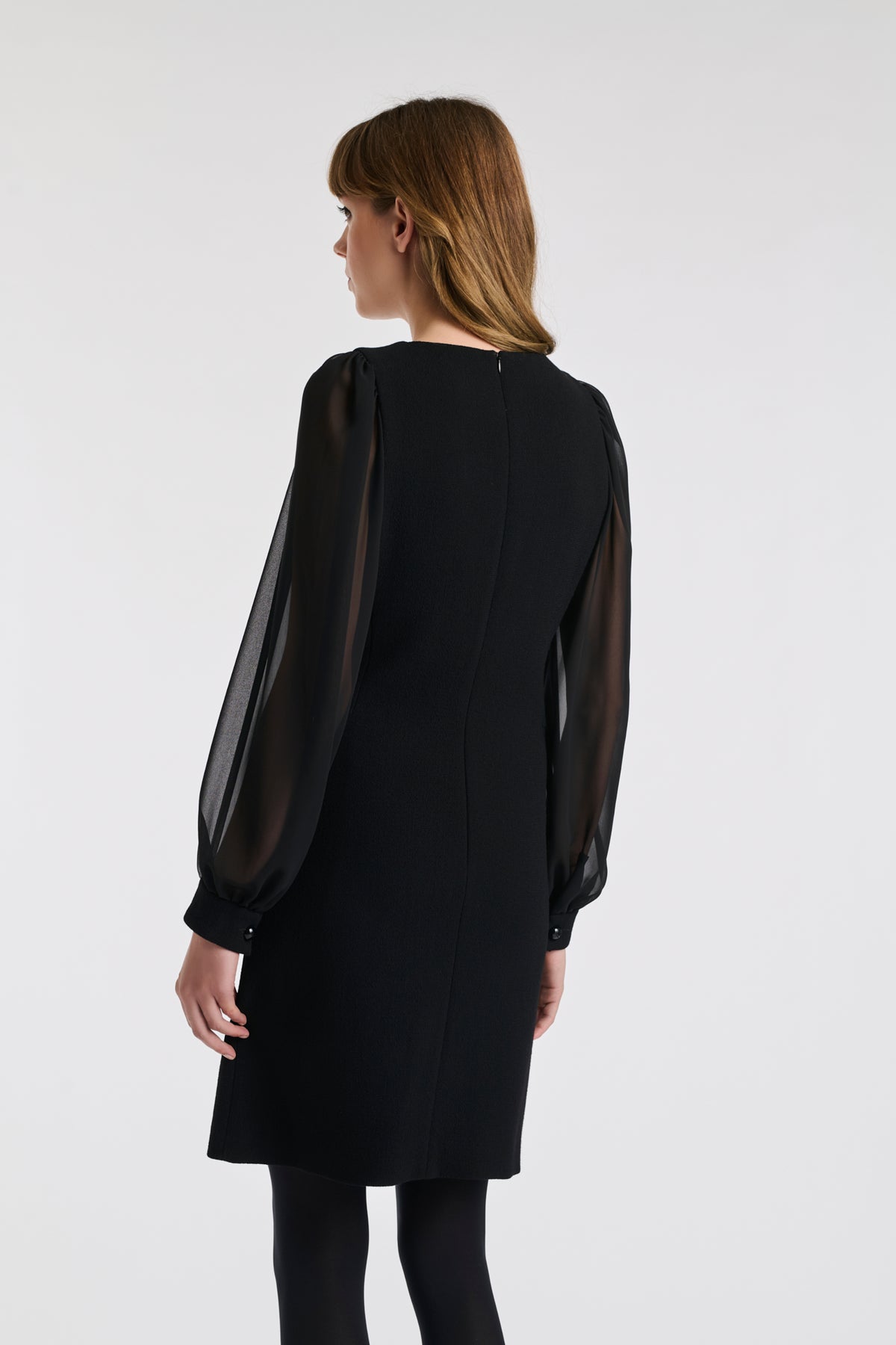 Robe bimatière en crêpe de laine