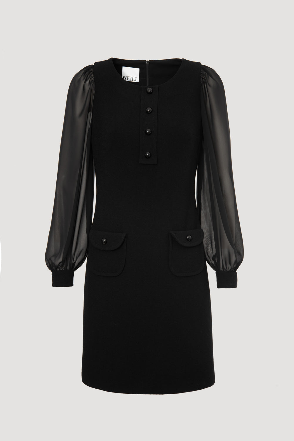 Robe bimatière en crêpe de laine