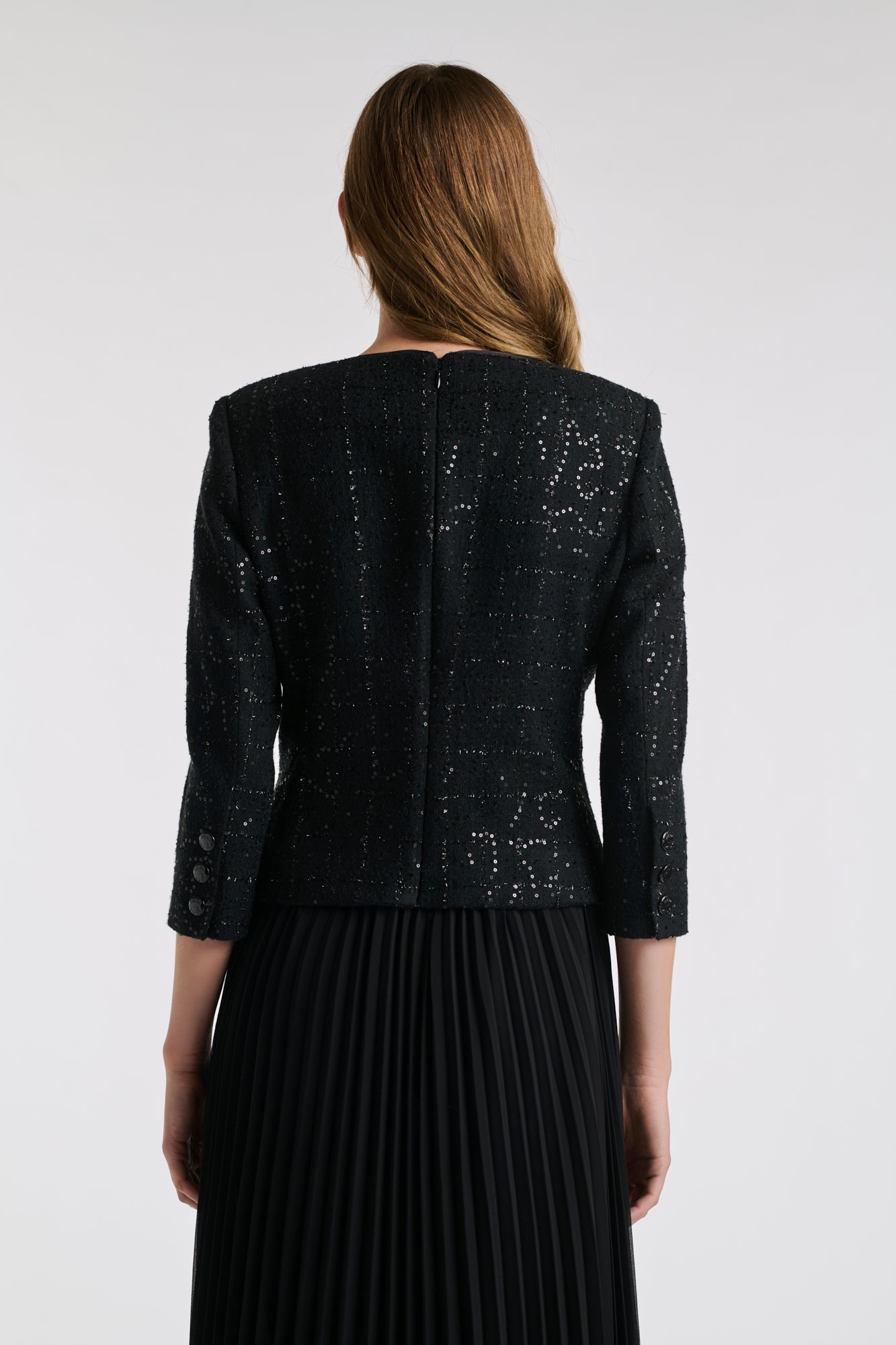 Robe longue bi-matière plissée