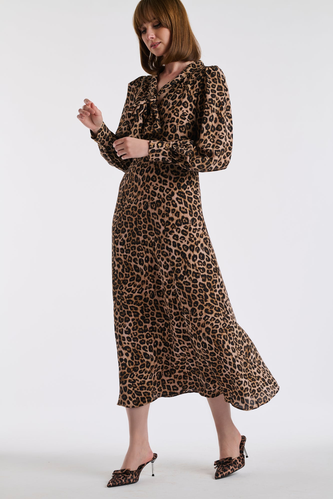 Robe longue imprimée léopard
