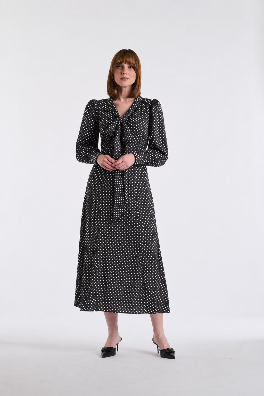 Robe longue imprimé pois
