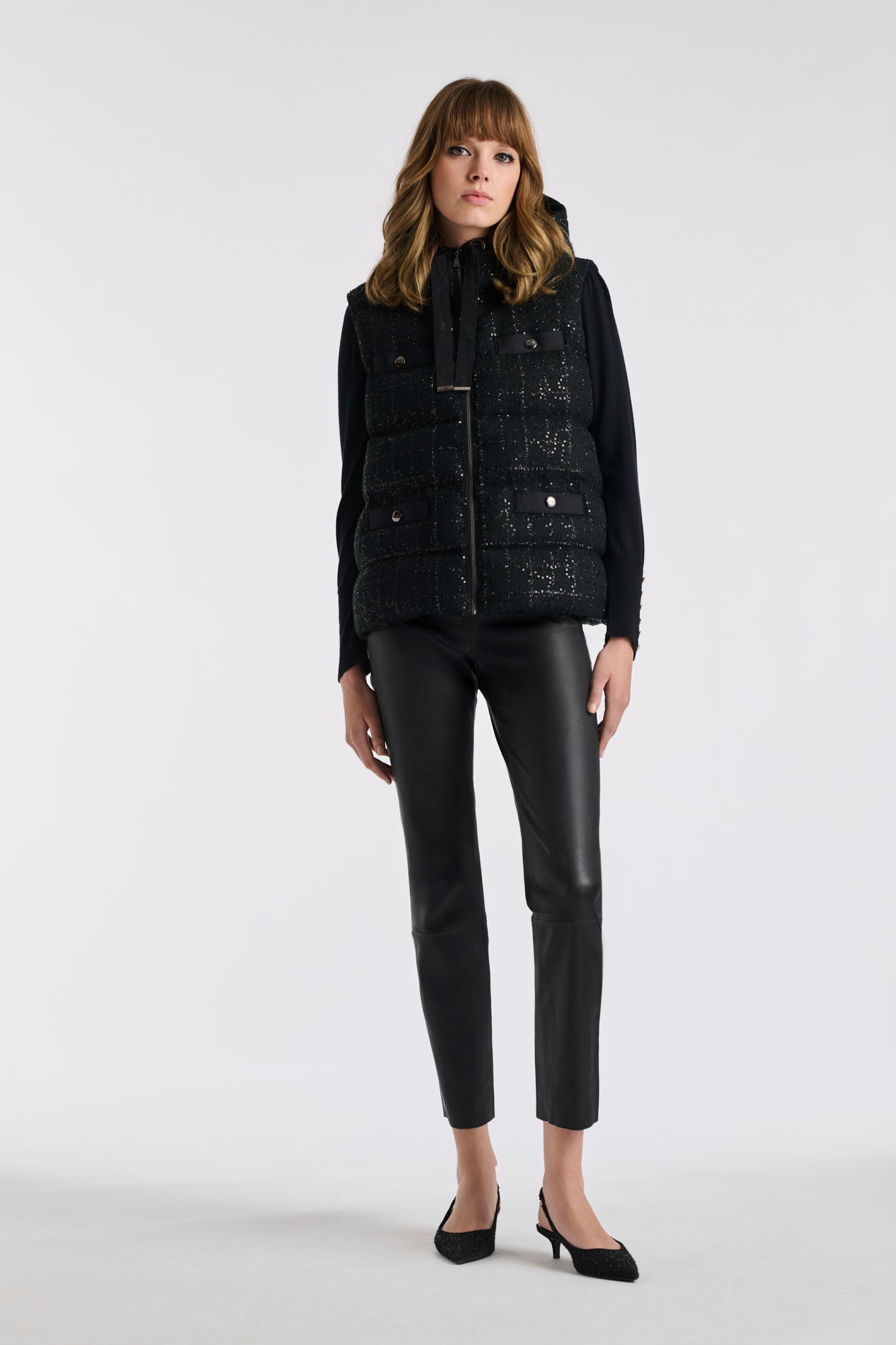 Sleeveless tweed jacket