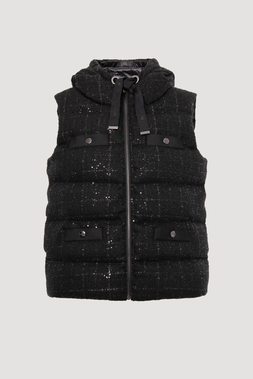Doudoune sans manche en tweed