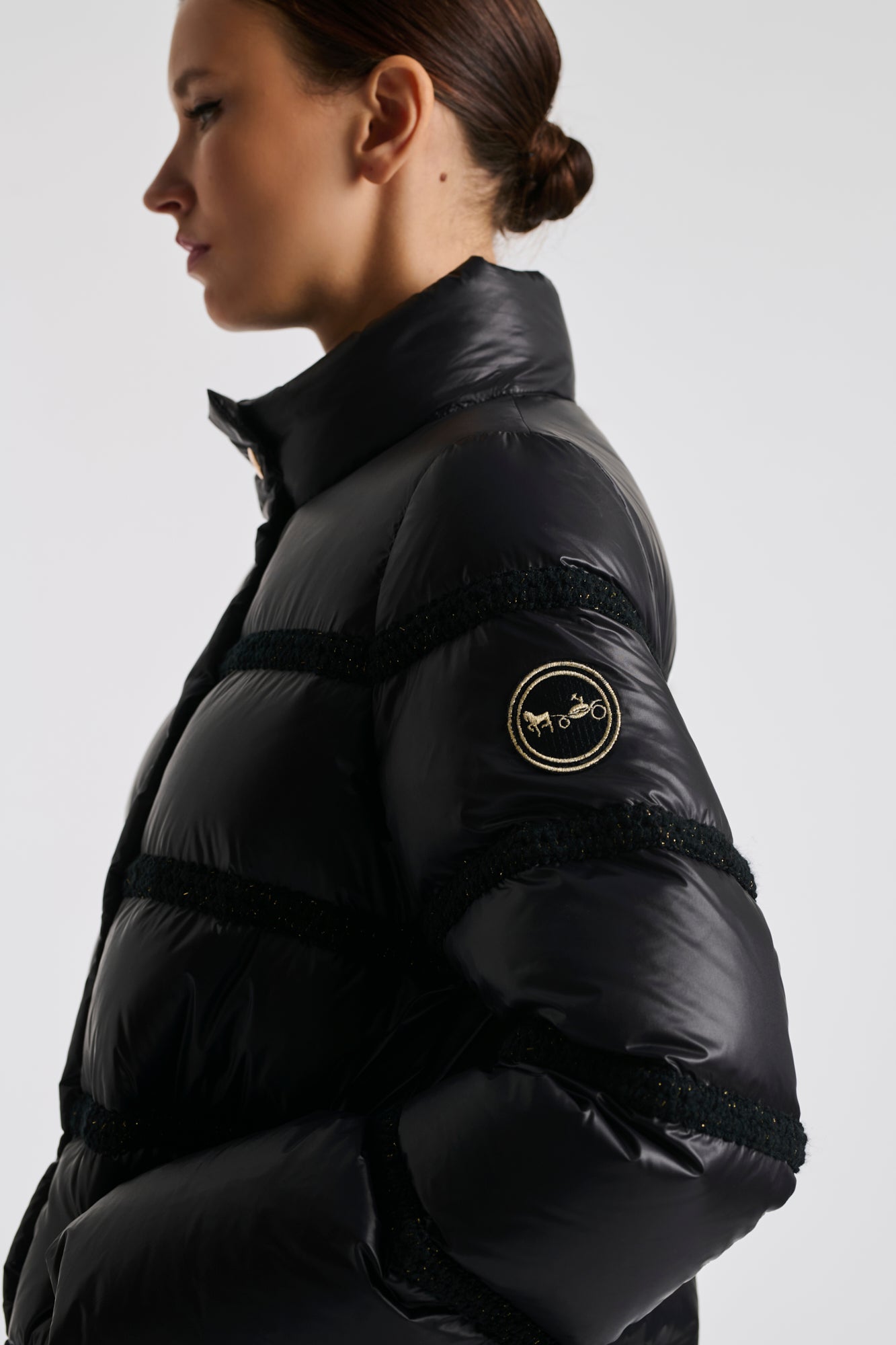 Black and gold down jacket