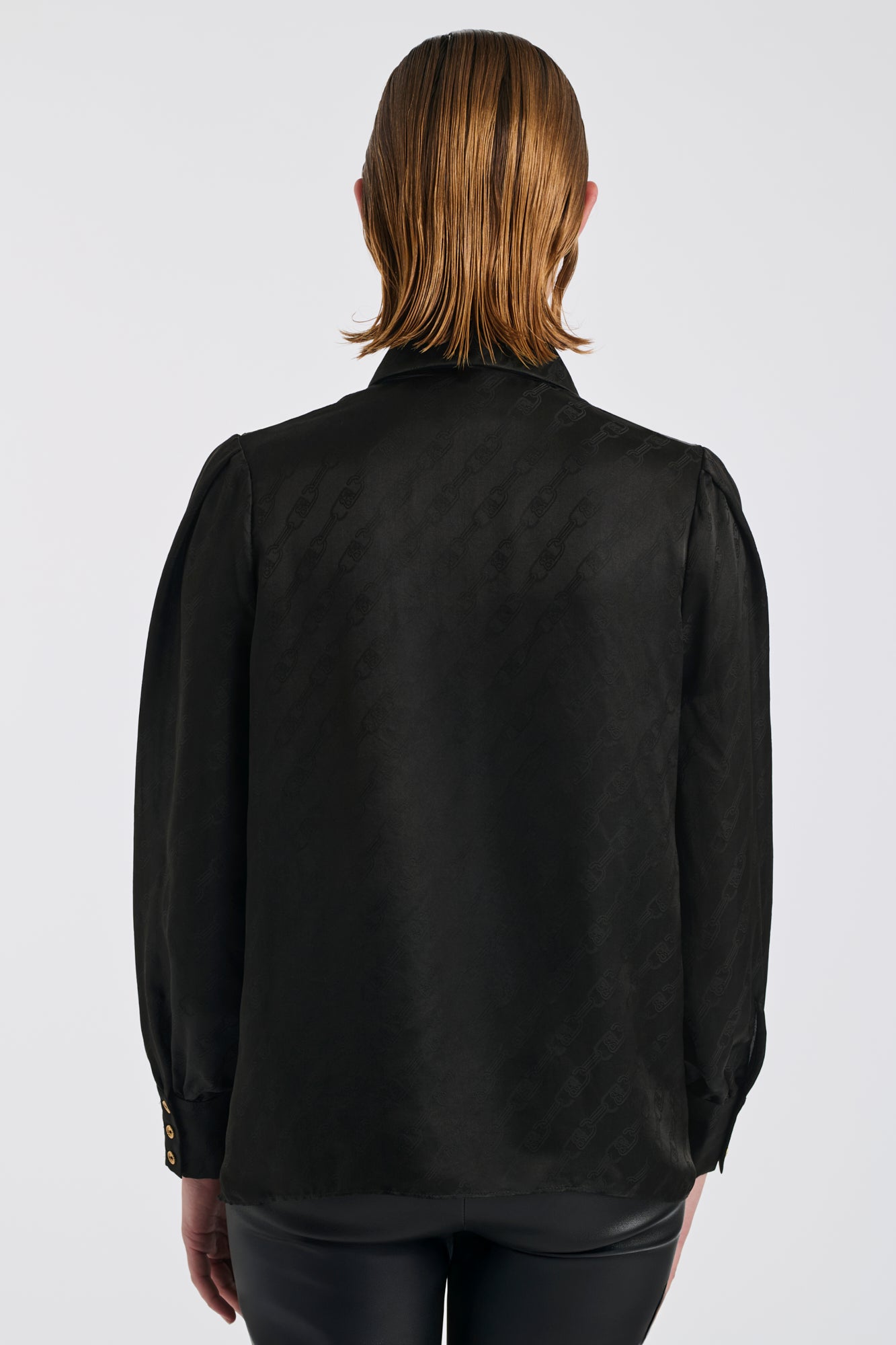 Chemise lavallière en jacquard de soie