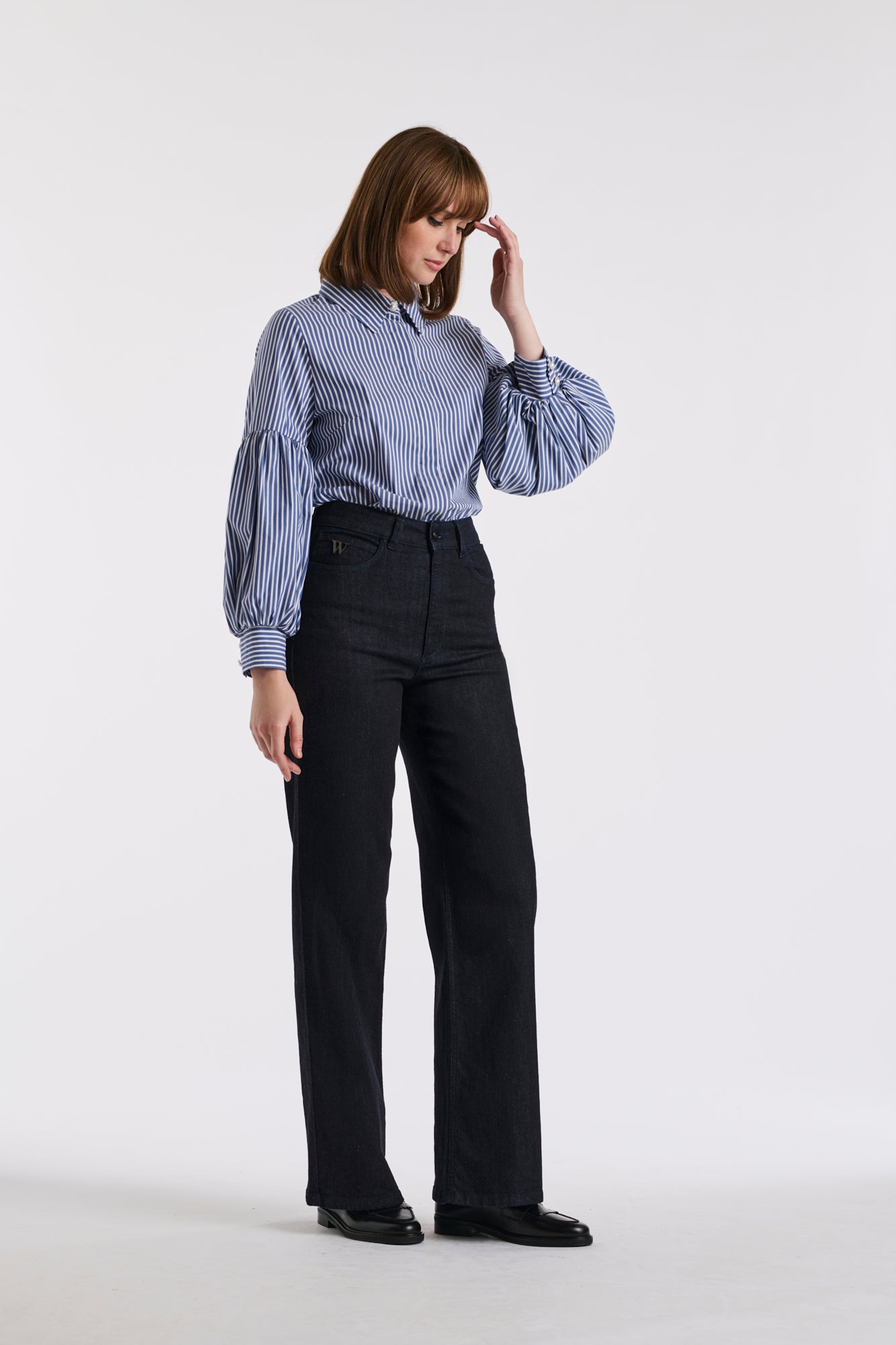 Chemise rayé à manches bouffantes