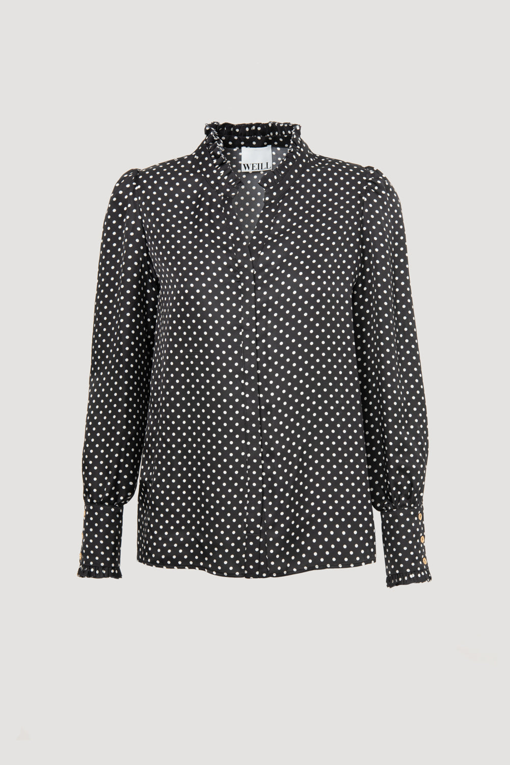 Chemise en soie mélangée à pois
