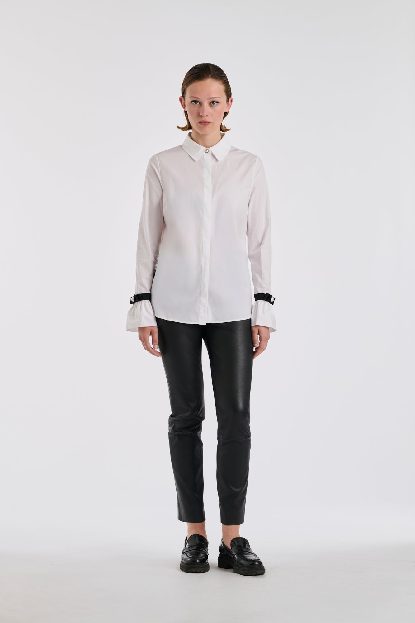 Chemise en popeline et détail gros grain